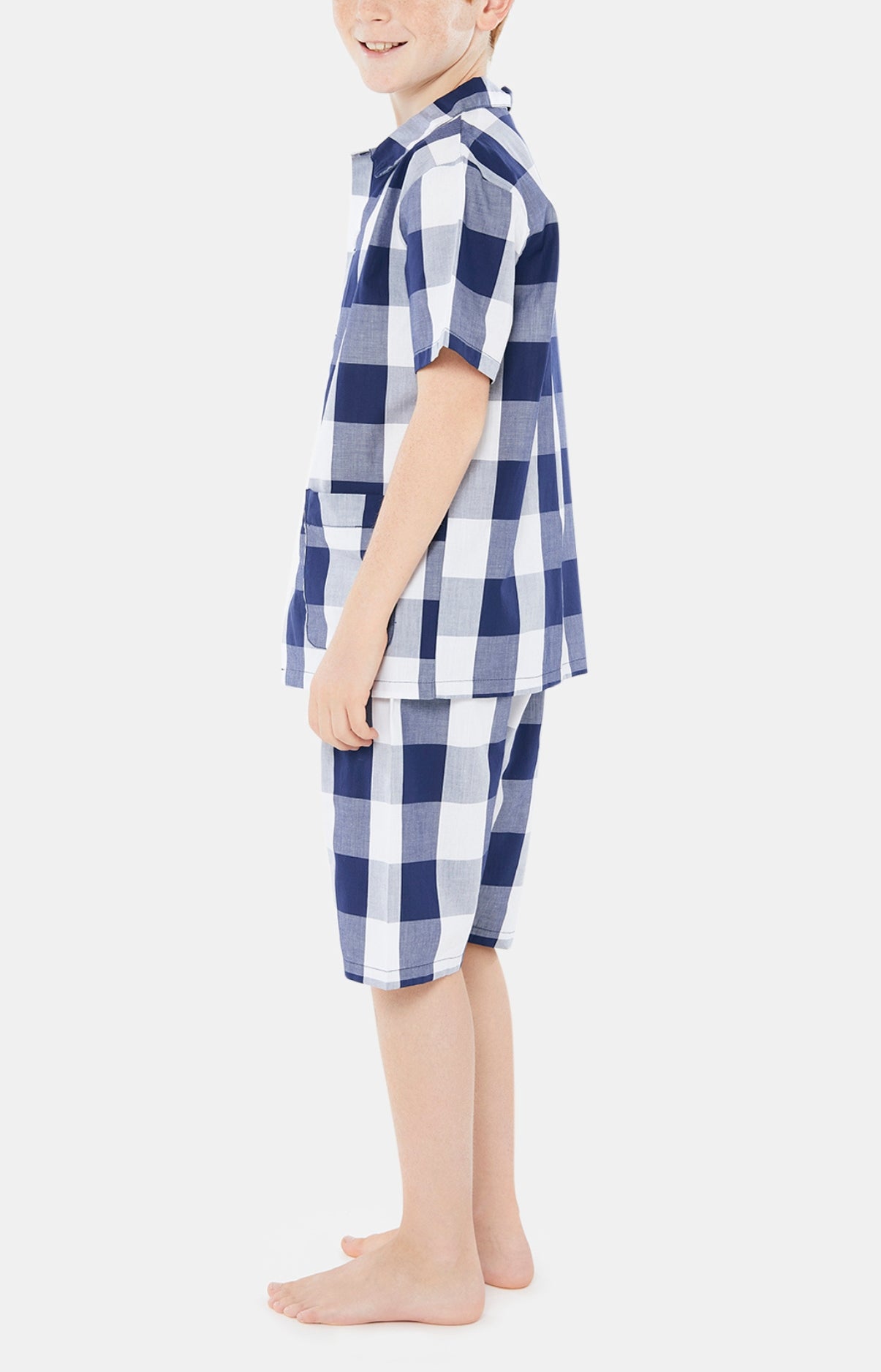 Pyjashort Enfant boutonné Big Vichy Marine 4