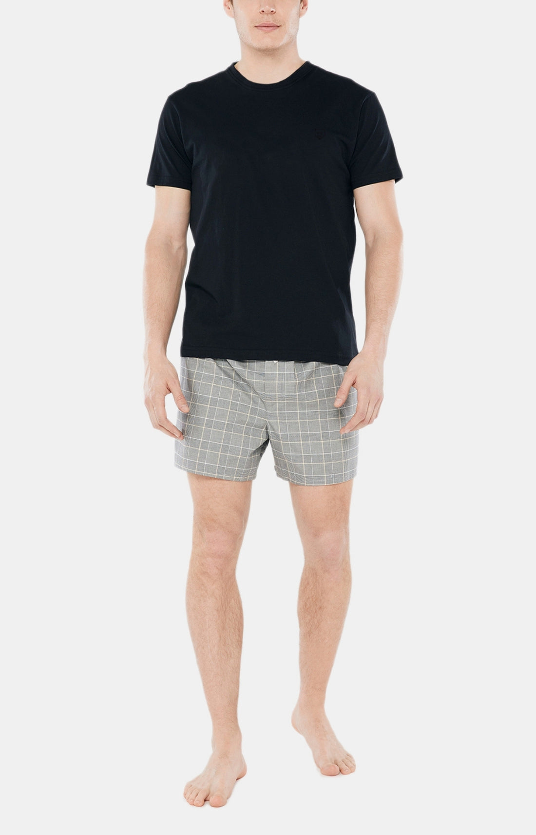 Pyjama court Pyjaméricain Homme rayures 995 Gris 1