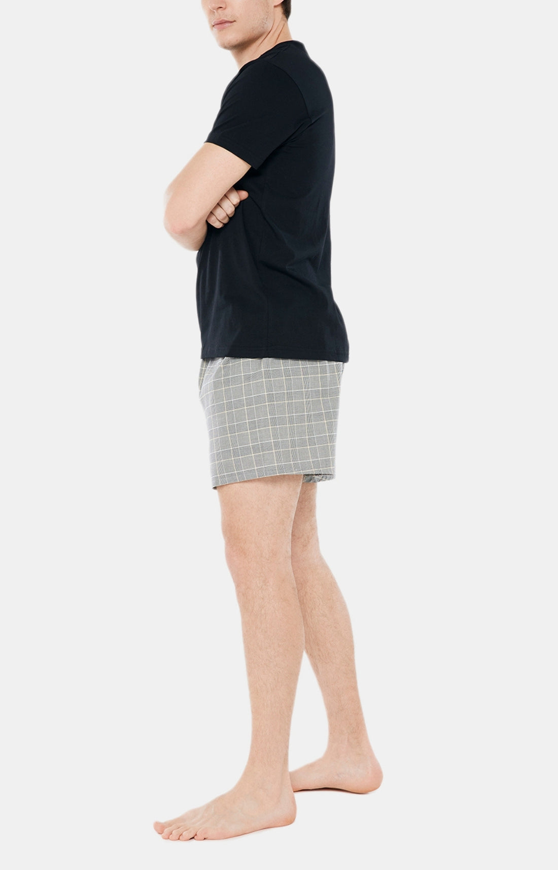 Pyjama court Pyjaméricain Homme rayures 995 Gris 2