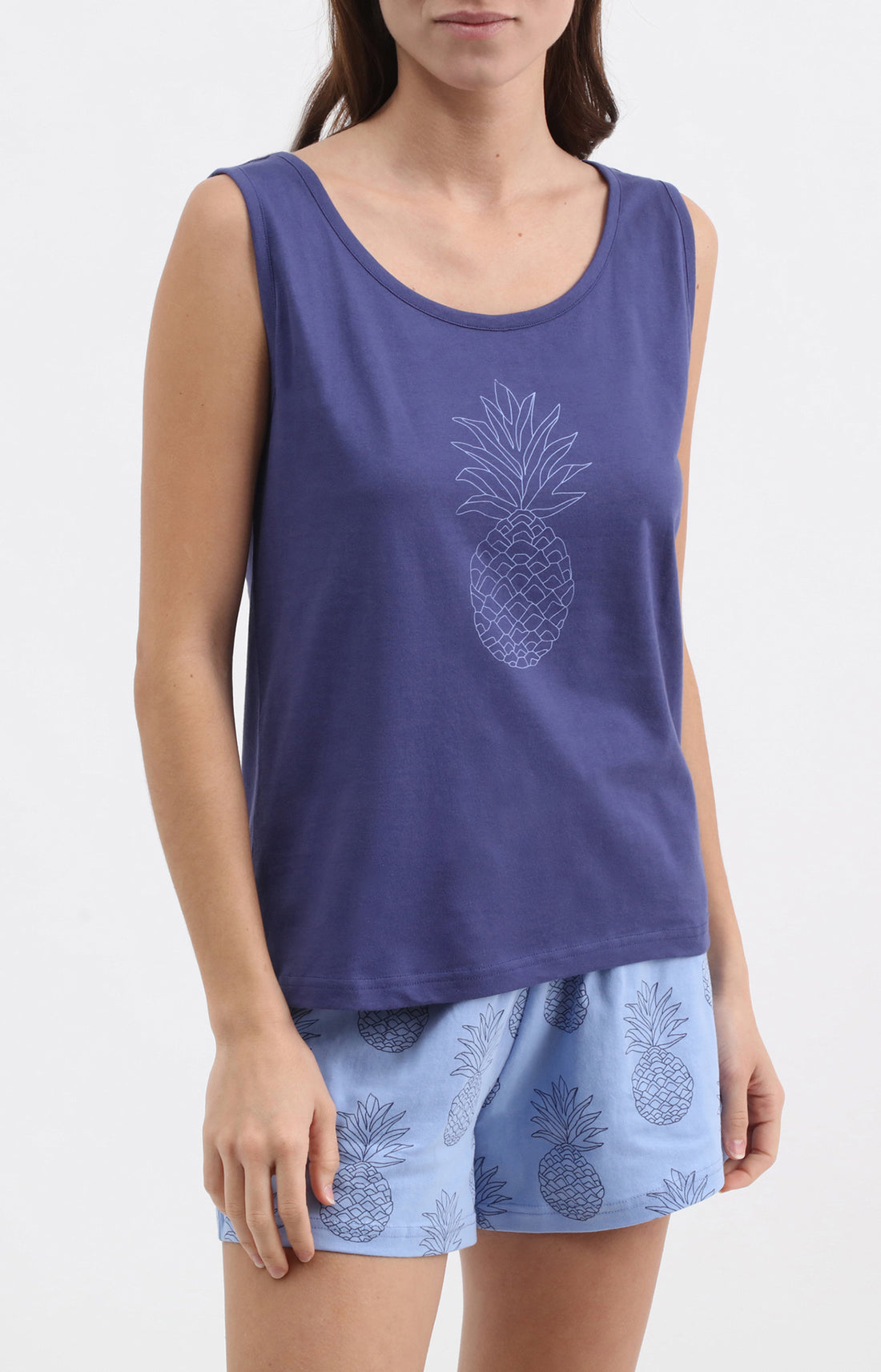 Pyjama Femme Pineapple Imprimé ananas bleus 1