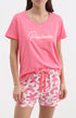 Pyjama Femme Passionnée Imprimé feuillage rose et blanc 1