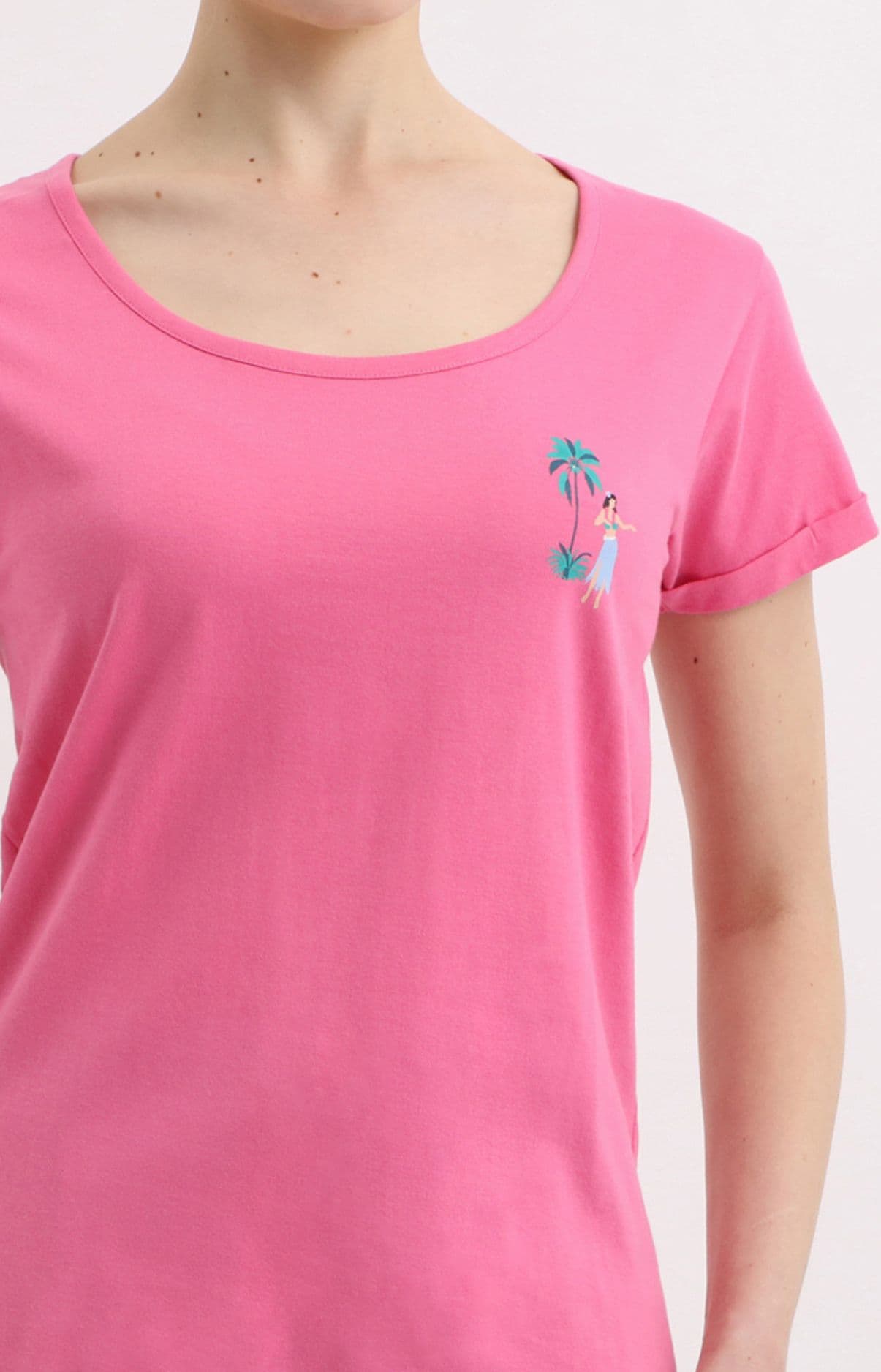 Pyjama short femme tahiti rose et bleu 2