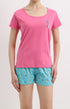 Pyjama short femme tahiti rose et bleu 1