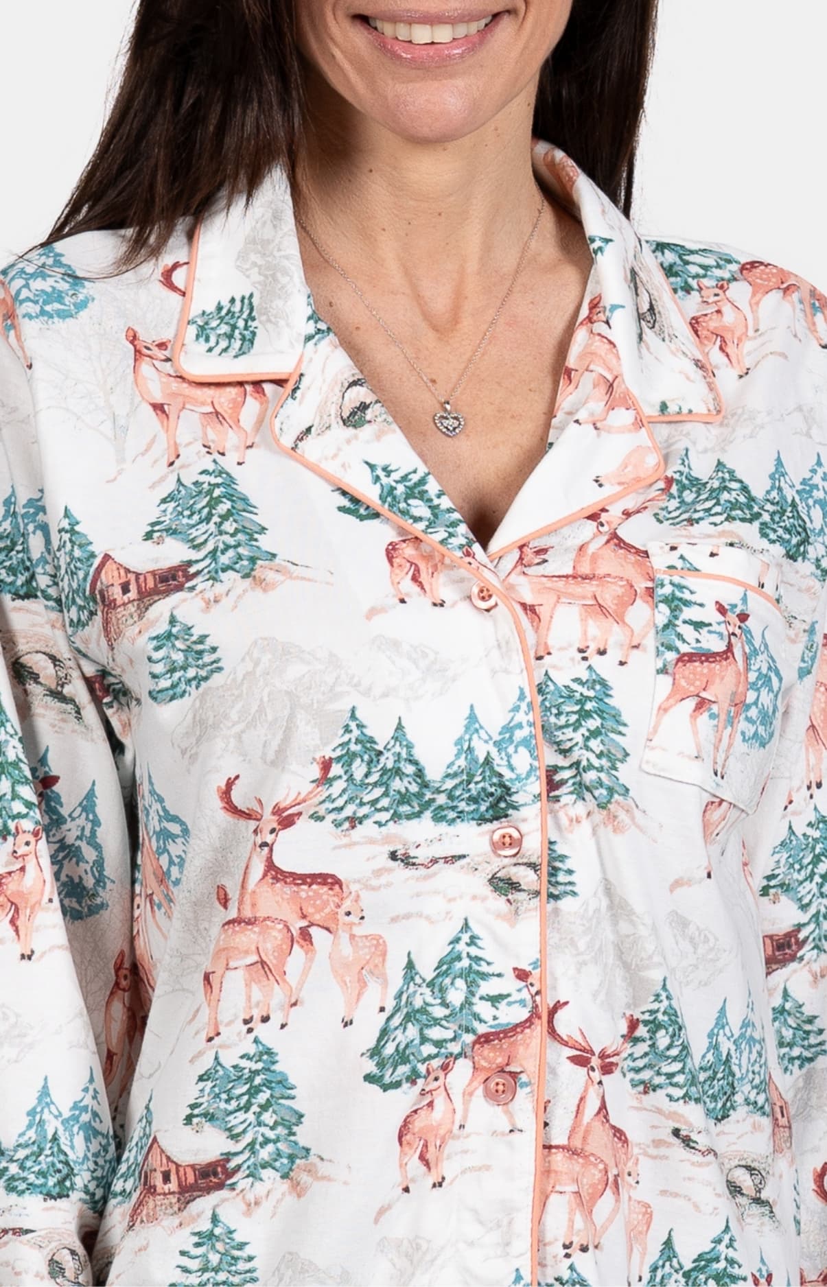 Pyjama boutonné Femme biche Blanc 2
