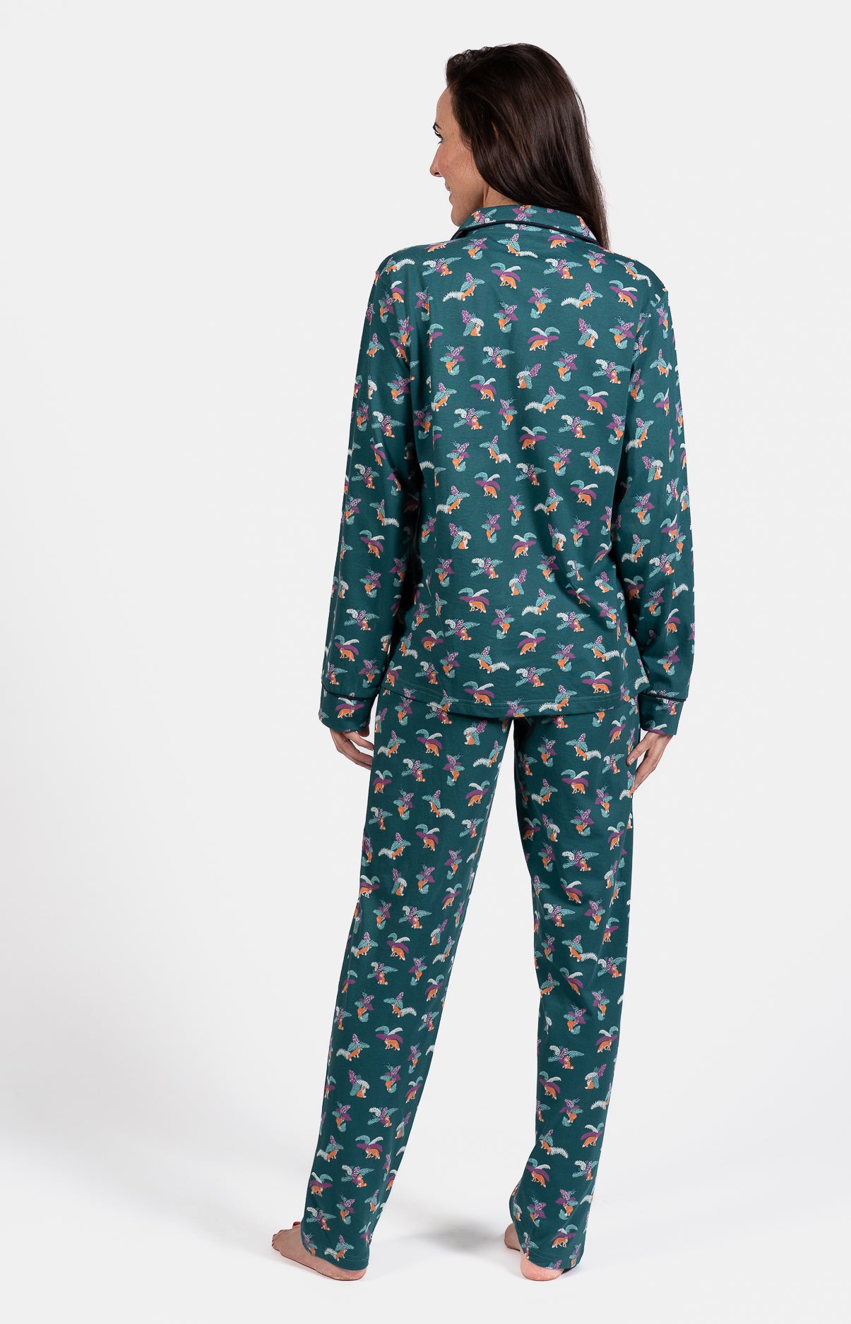 Pyjama long boutonné Femme Renard Vert 6