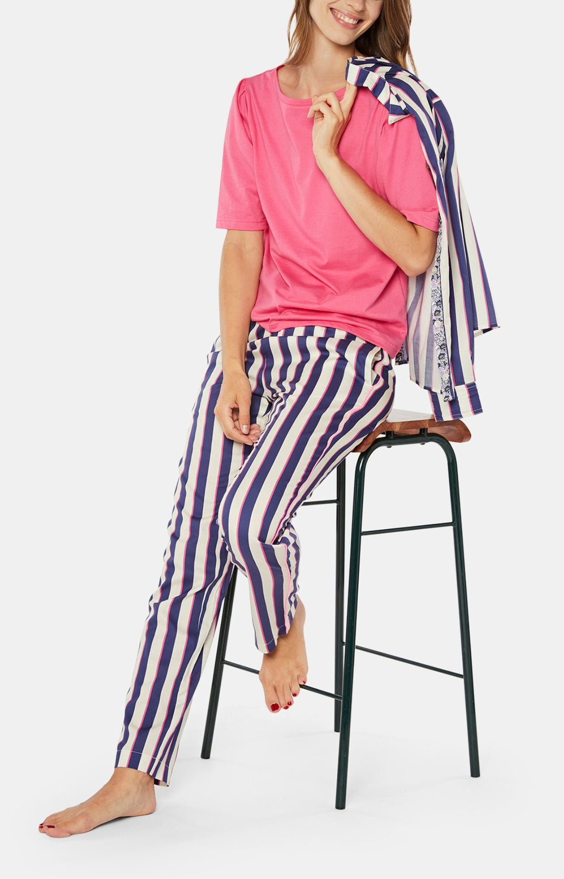 Pantalon Femme Rayure Camille Bleu 1