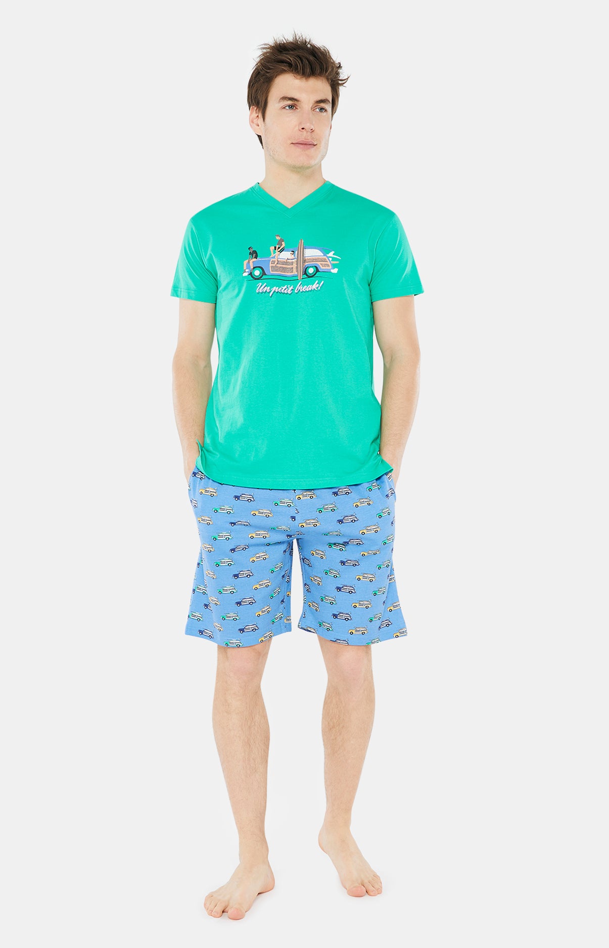 Pyjashort Homme Un Petit Break Bleu 1