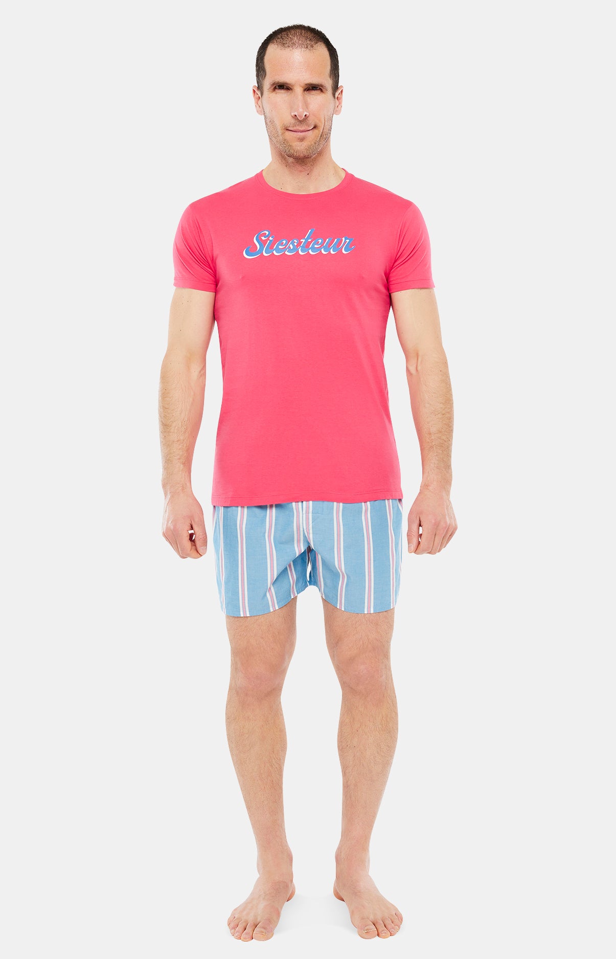 Pyjama court Pyjaméricain Homme Siesteur Rouge 1