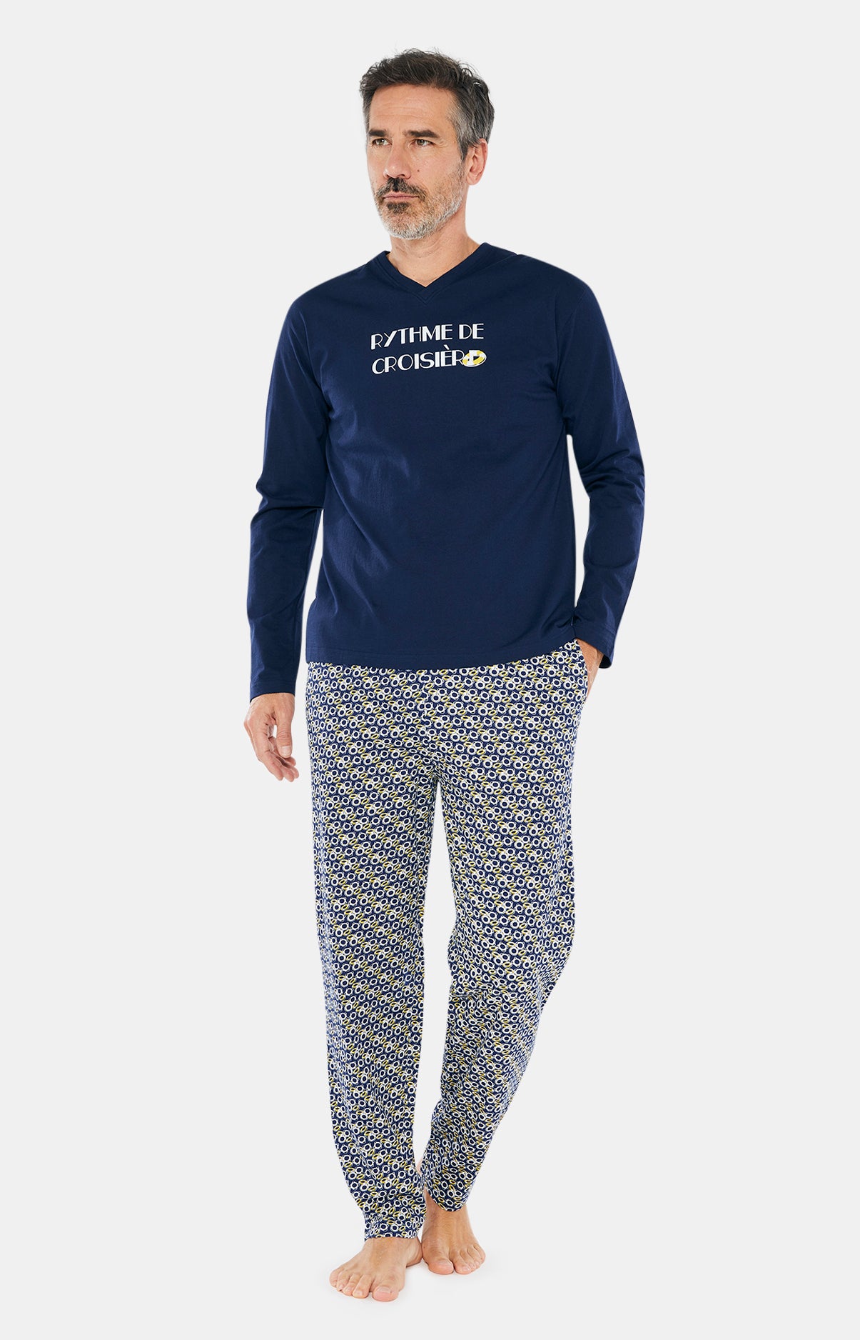Pyjama long Homme Rythme de Croisière Marine 1
