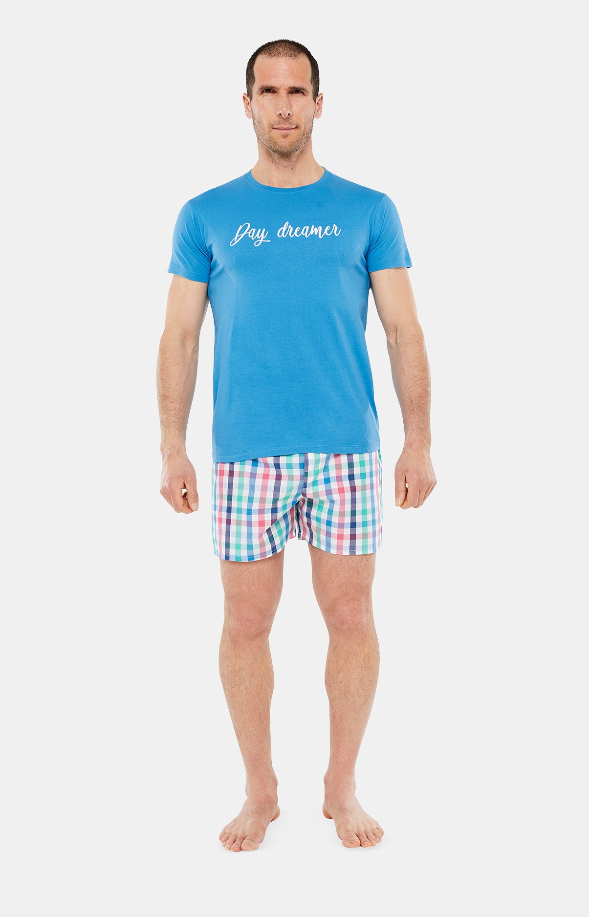 Pyjama court Pyjaméricain Homme Day Dreamer Bleu 1