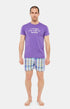 Pyjama court Pyjaméricain Homme Chaque jour suffit sa flemme Violet et Bordeaux 1