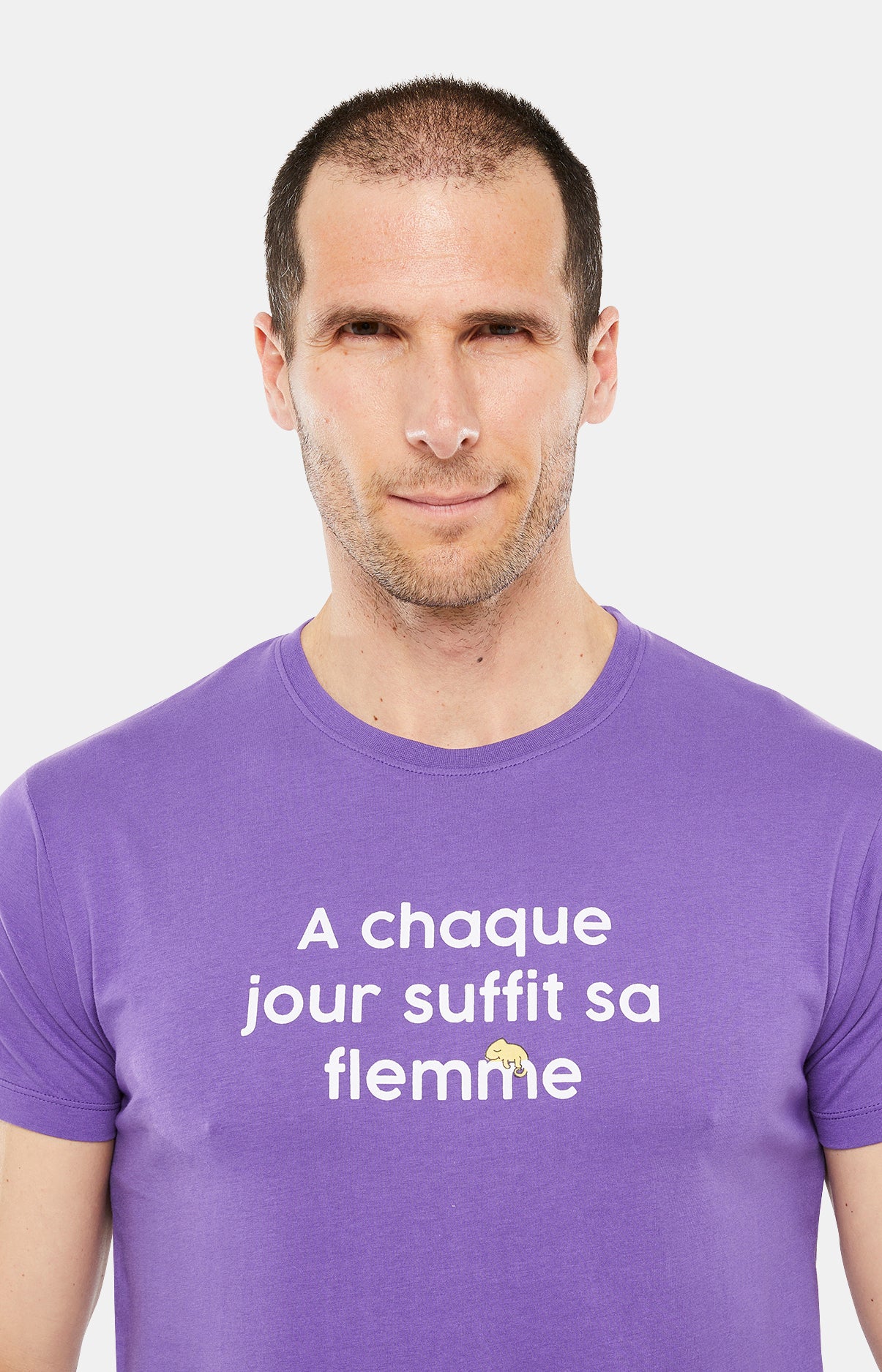 Pyjama court Pyjaméricain Homme Chaque jour suffit sa flemme Violet et Bordeaux 2