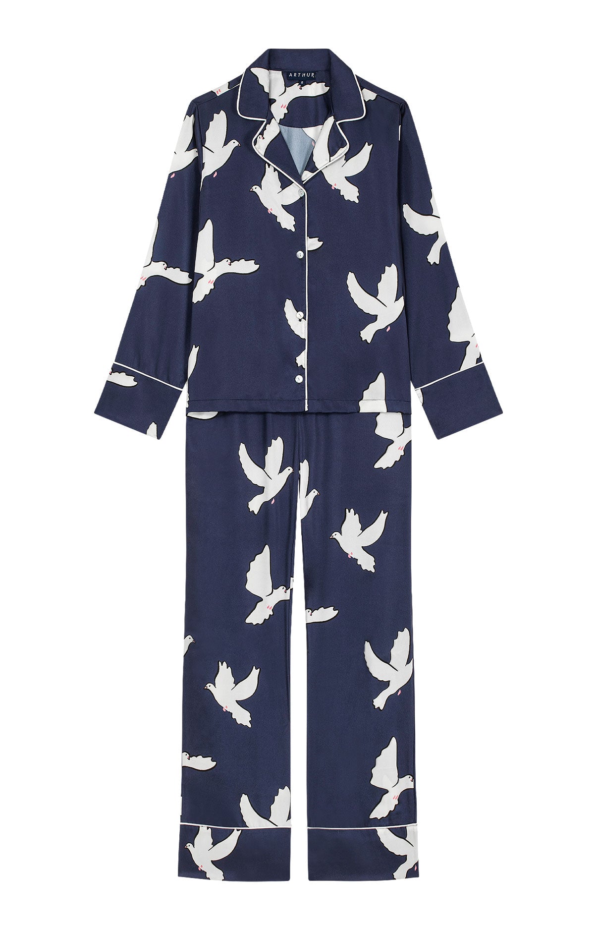 Pyjama long boutonné Femme Colombe Marine 3