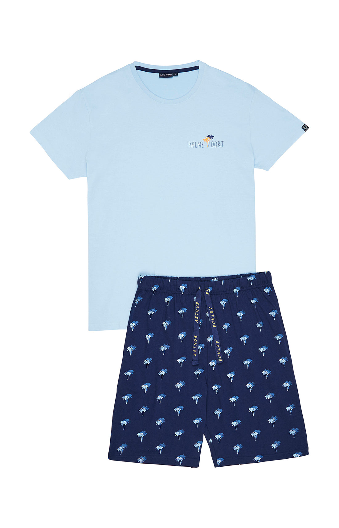 Pyjashort Homme Palmier Marine 3