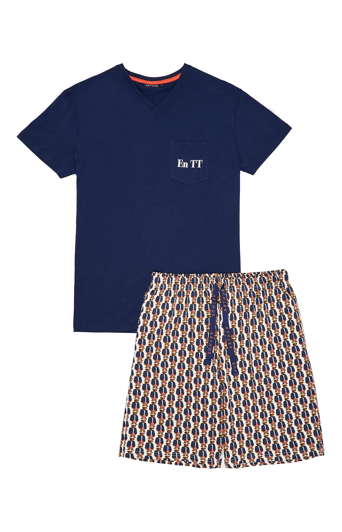 Pyjashort Homme Teddy Blanc et Ivoire 20
