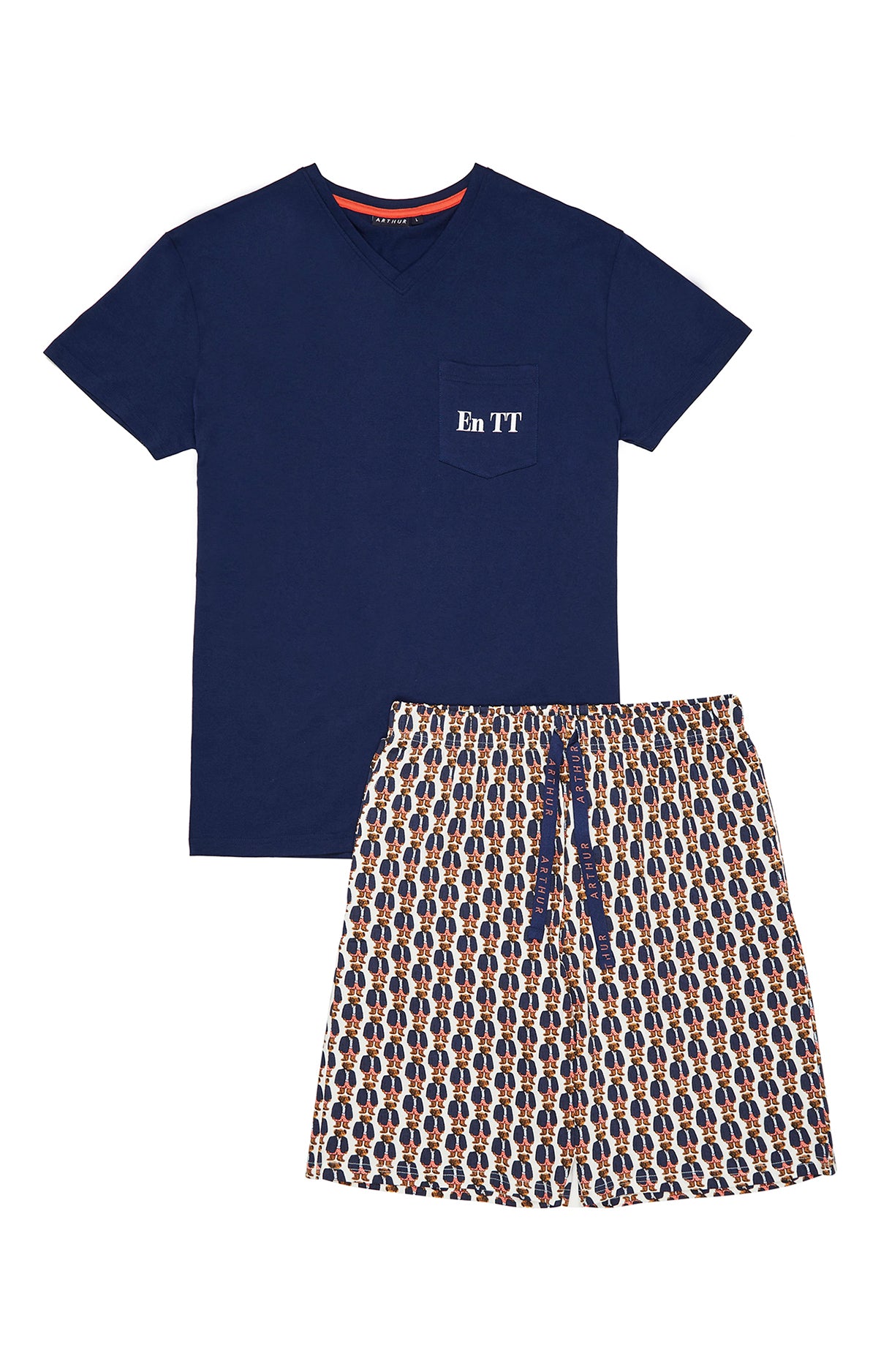 Pyjashort Homme Teddy Blanc et Ivoire 20