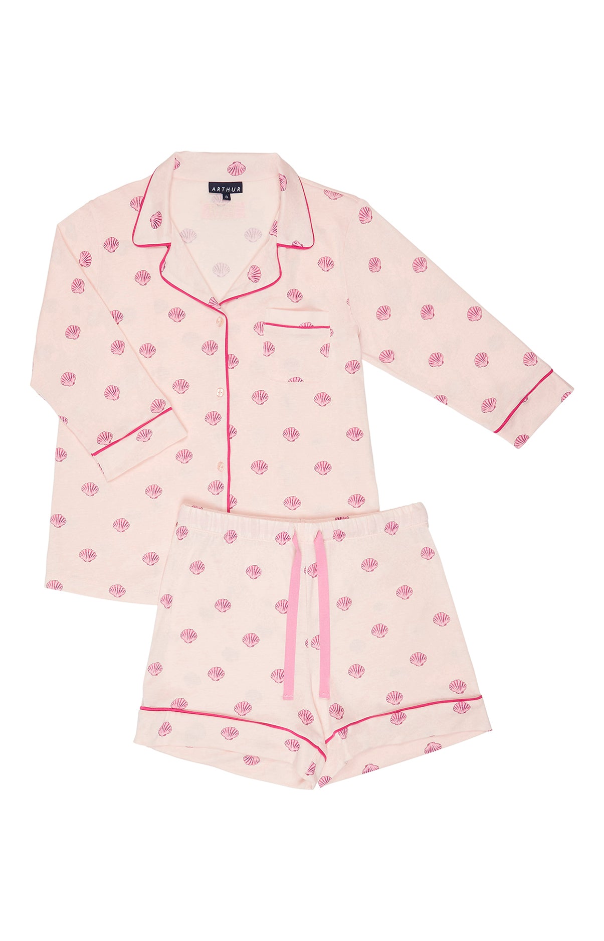 Pyjama court boutonné Femme Coquillage Rose 3