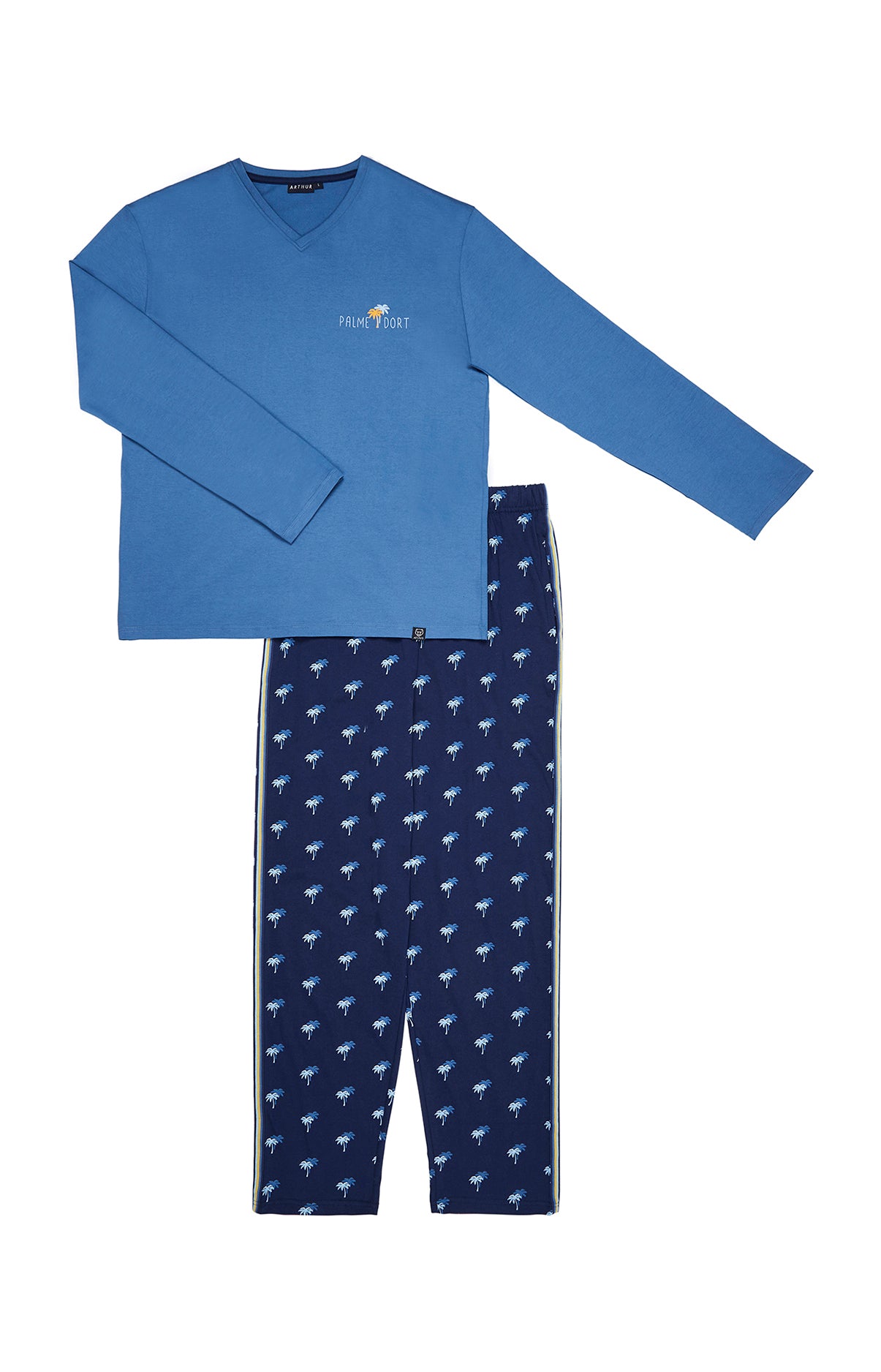 Pyjama long Homme Palmier Bleu 3