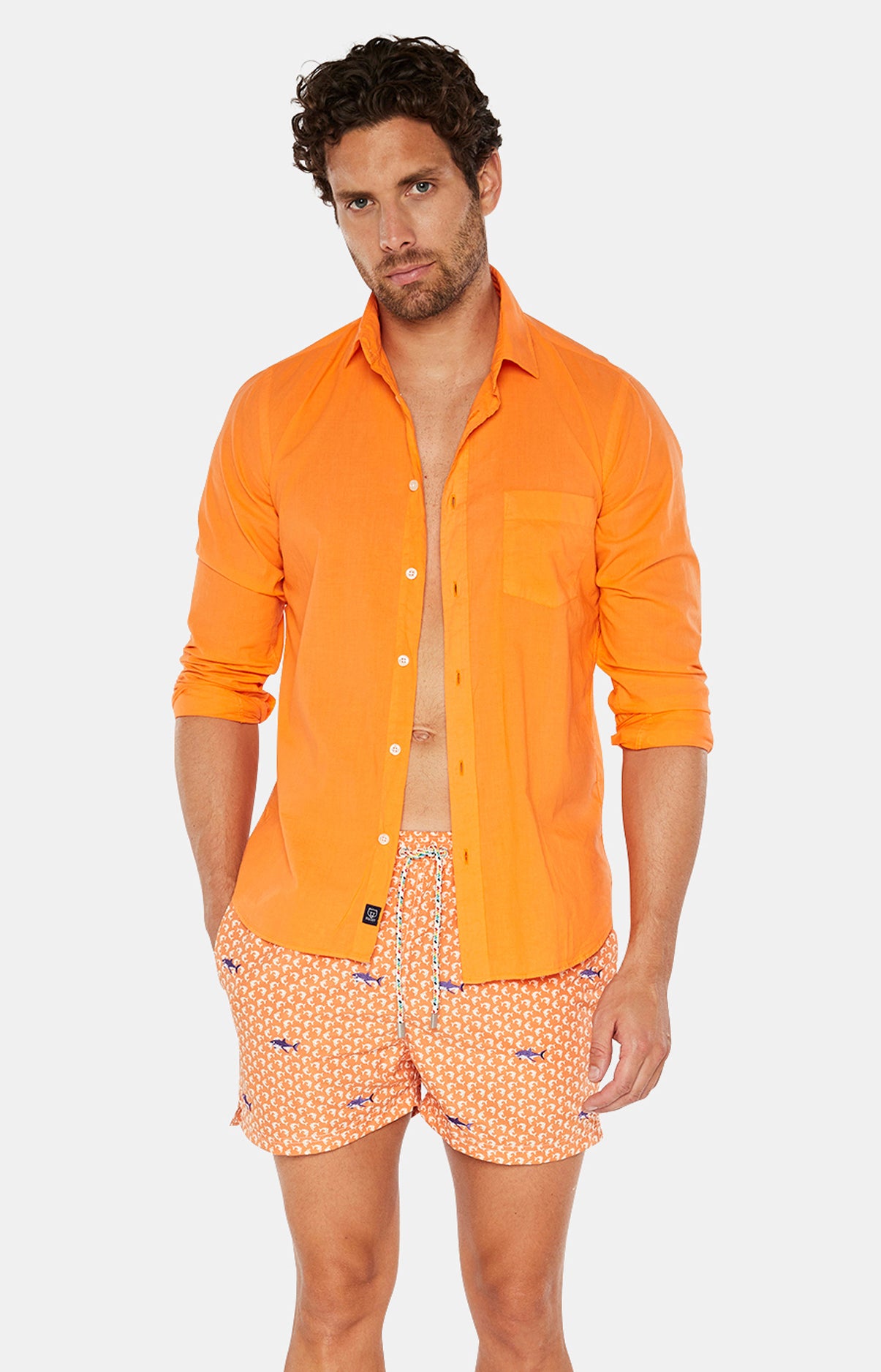 Short de bain Homme brodé Requin Marine 8