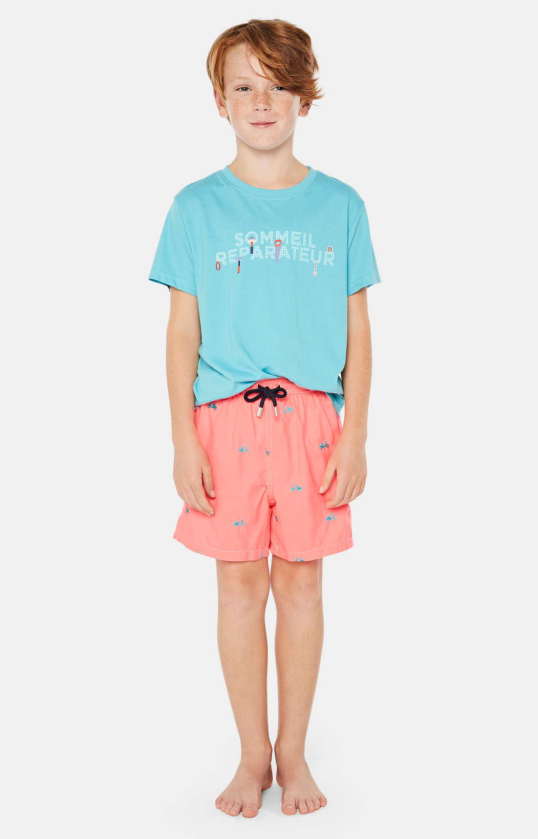 Short de bain Enfant brodé Scooter Rose 1