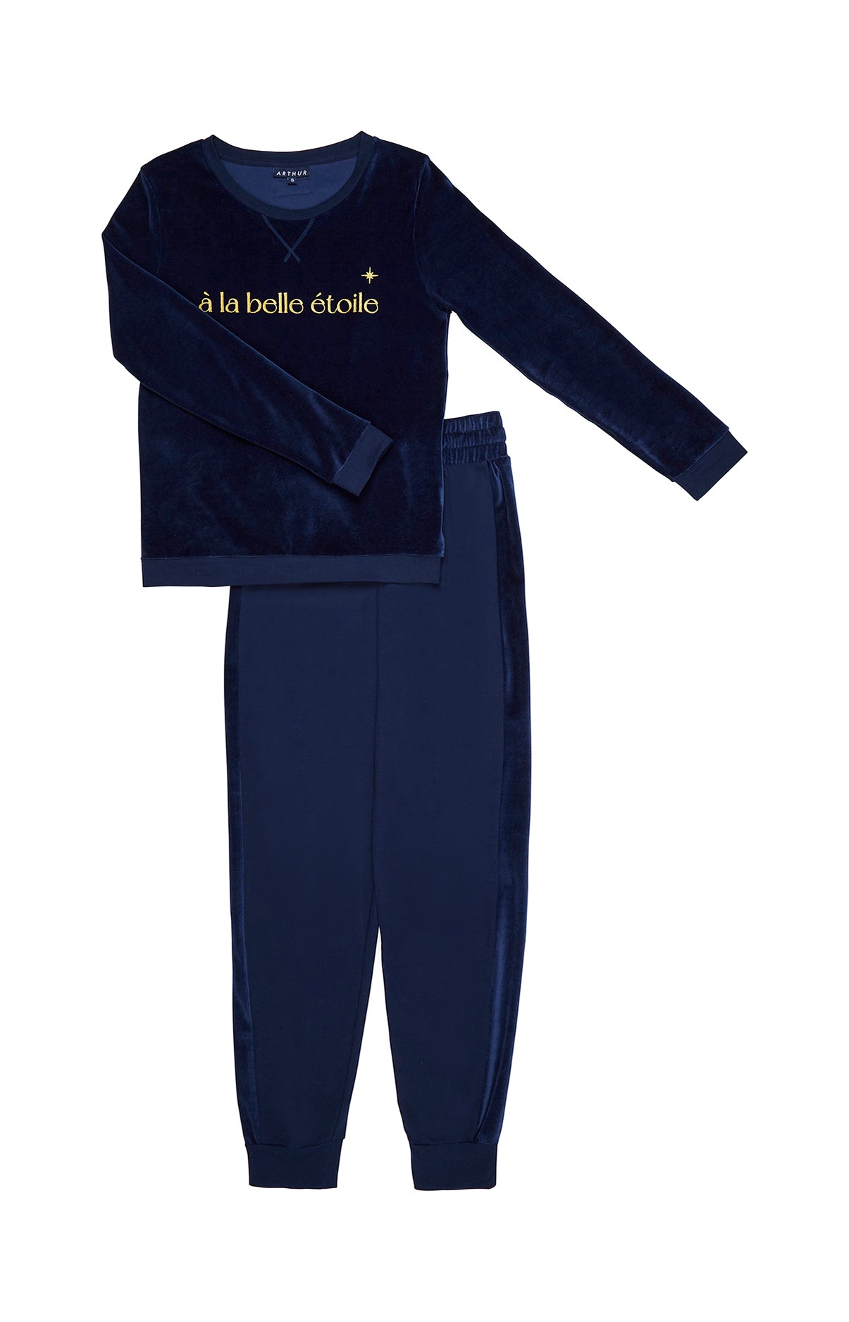 Pyjama long Femme Uni Marine 3