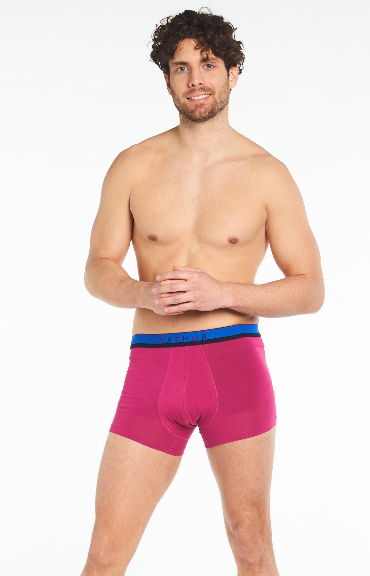 Boxer Slippé Homme Uni Rose 2