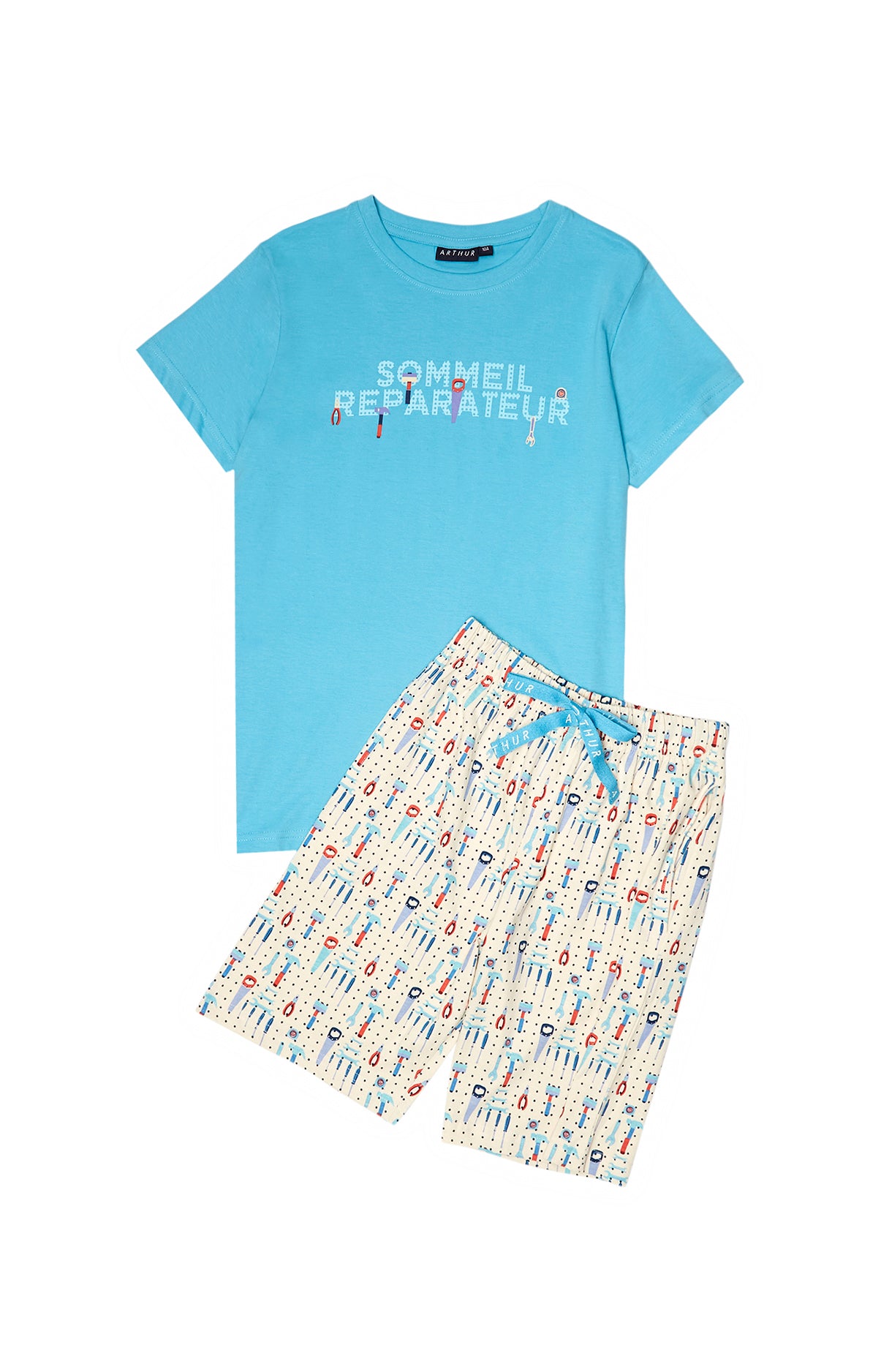Pyjashort Enfant Bricolage Blanc et Ivoire 2