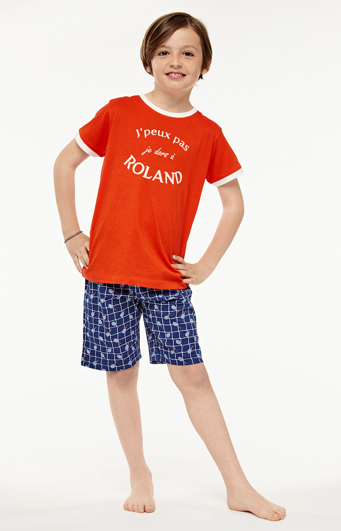 Pyjama court Enfant Roland Garros Blanc et Ivoire 2