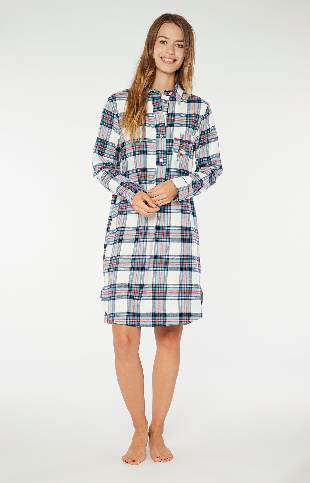 Chemise de nuit Grand-Père Femme Logan Neige Blanc et Ivoire 2