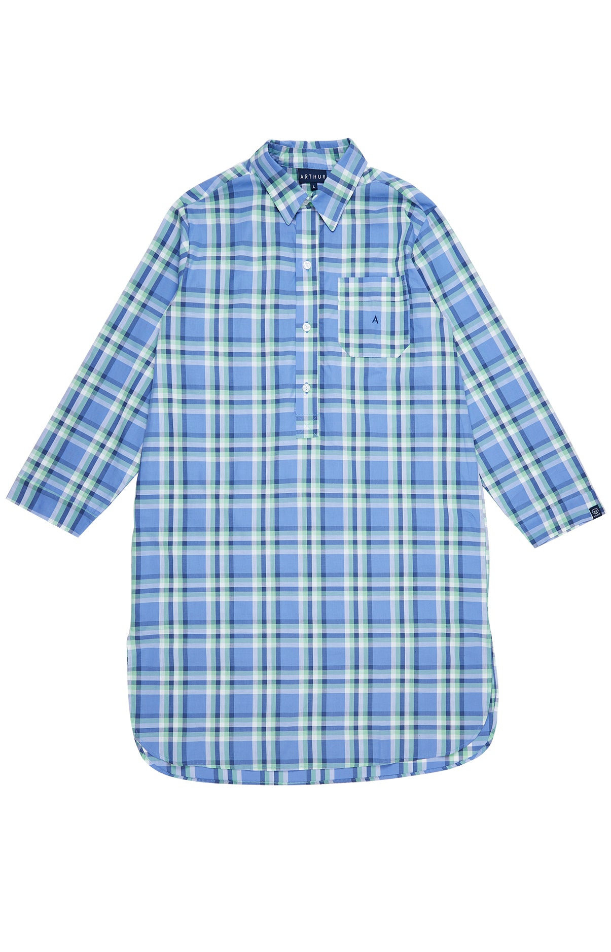 Chemise de nuit Grand-Père Homme Carreaux 961 Bleu 3