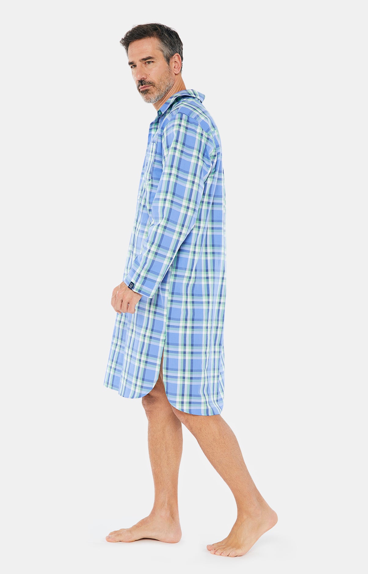 Chemise de nuit Grand-Père Homme Carreaux 961 Bleu 5