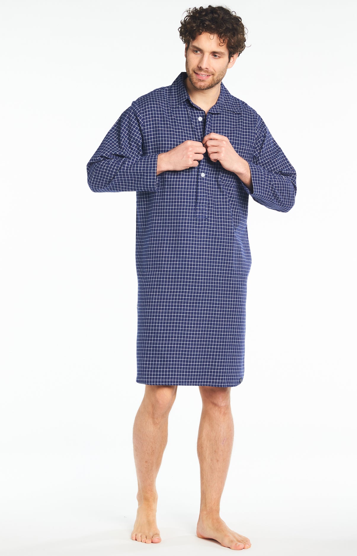 Chemise de nuit Grand-Père Homme Classique Marine 2