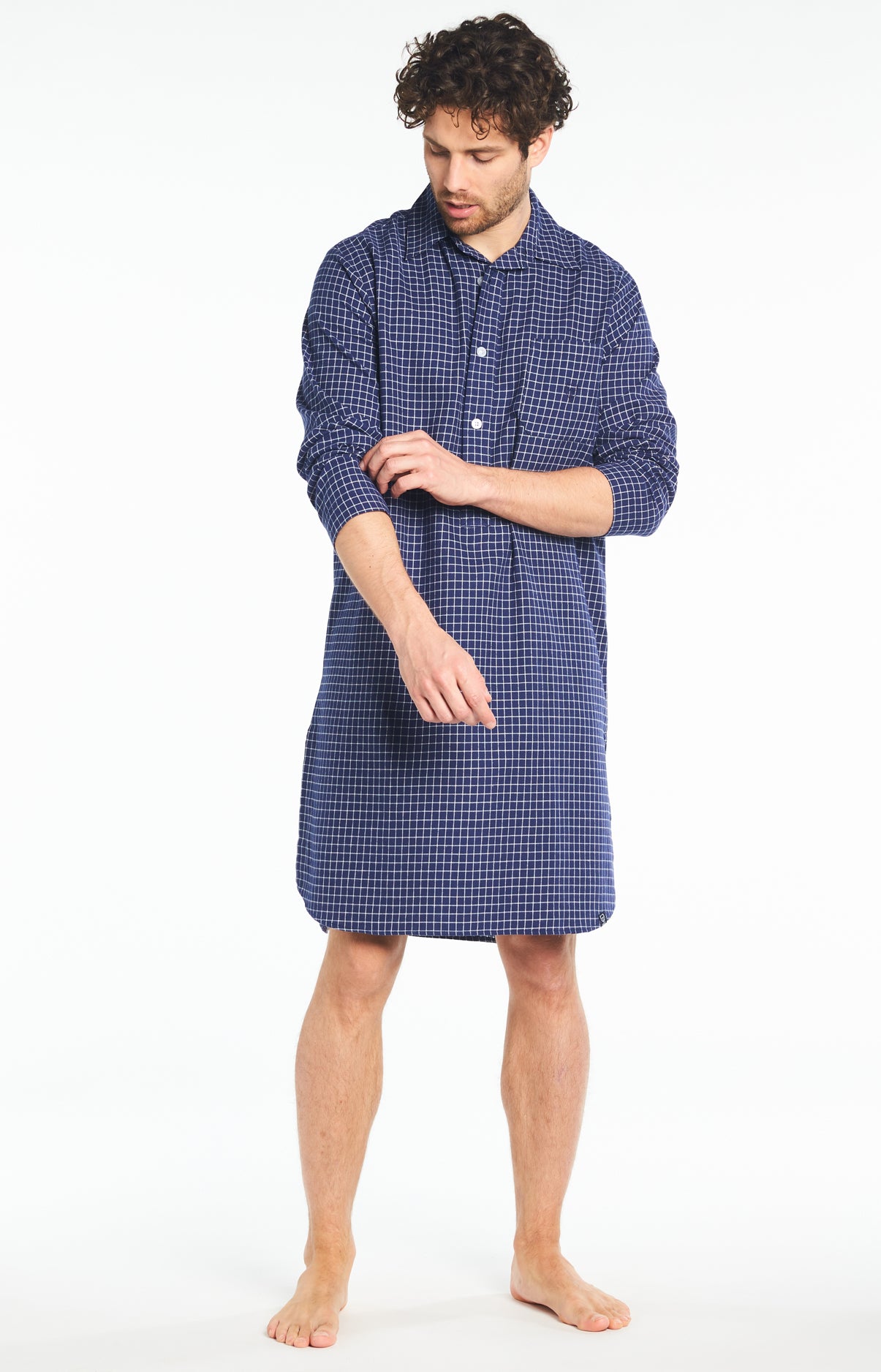 Chemise de nuit Grand-Père Homme Classique Marine 6