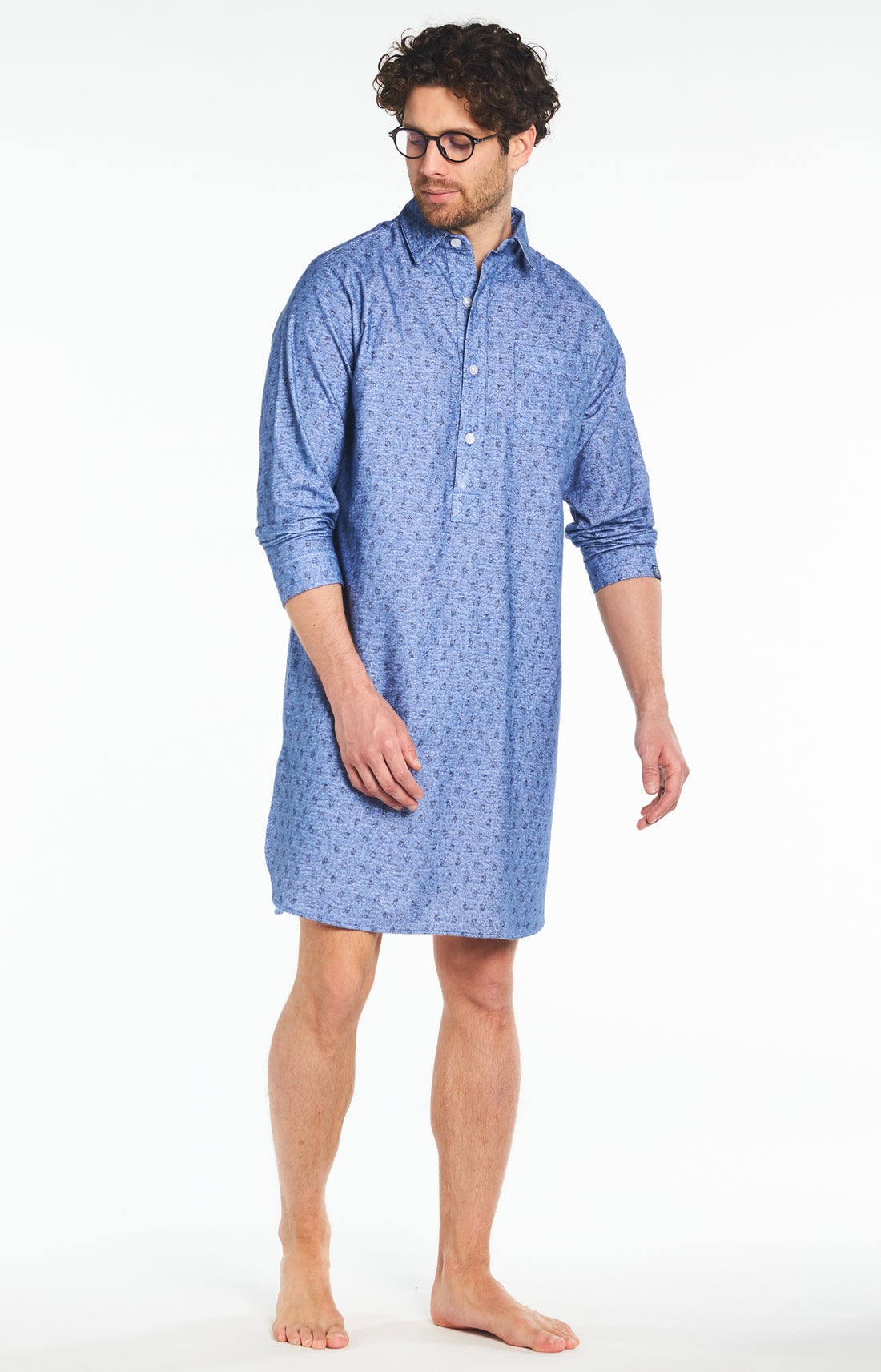 Chemise de nuit Grand-Père Homme Clock Bleu 1