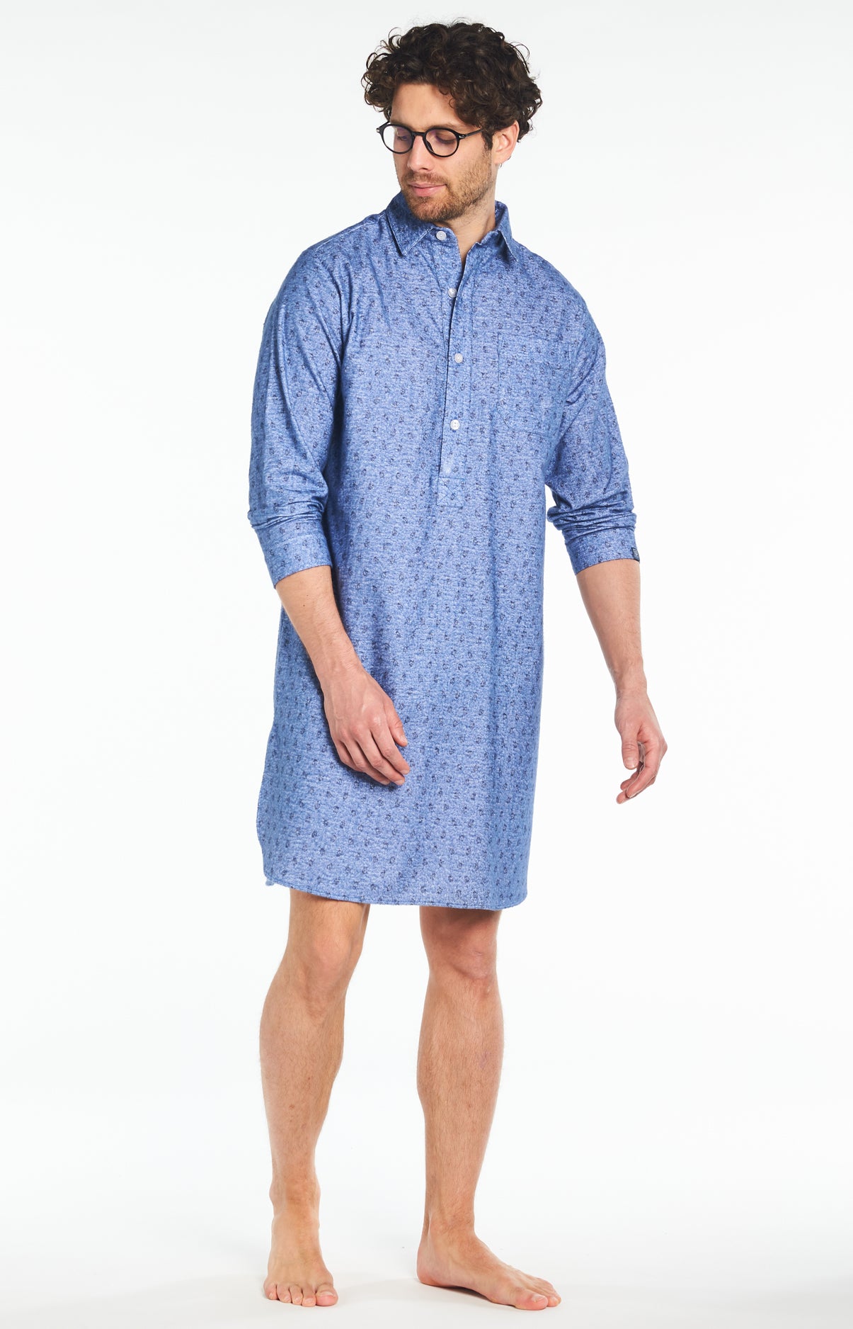 Chemise de nuit Grand-Père Homme Clock Bleu 1