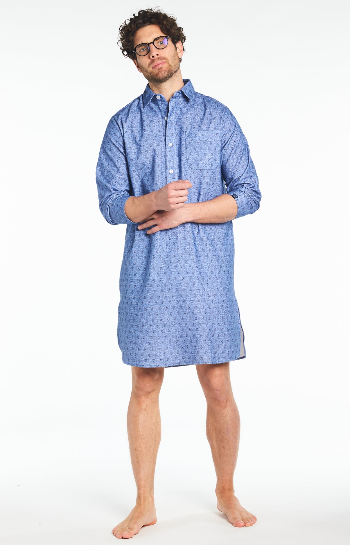 Chemise de nuit Grand-Père Homme Clock Bleu 5