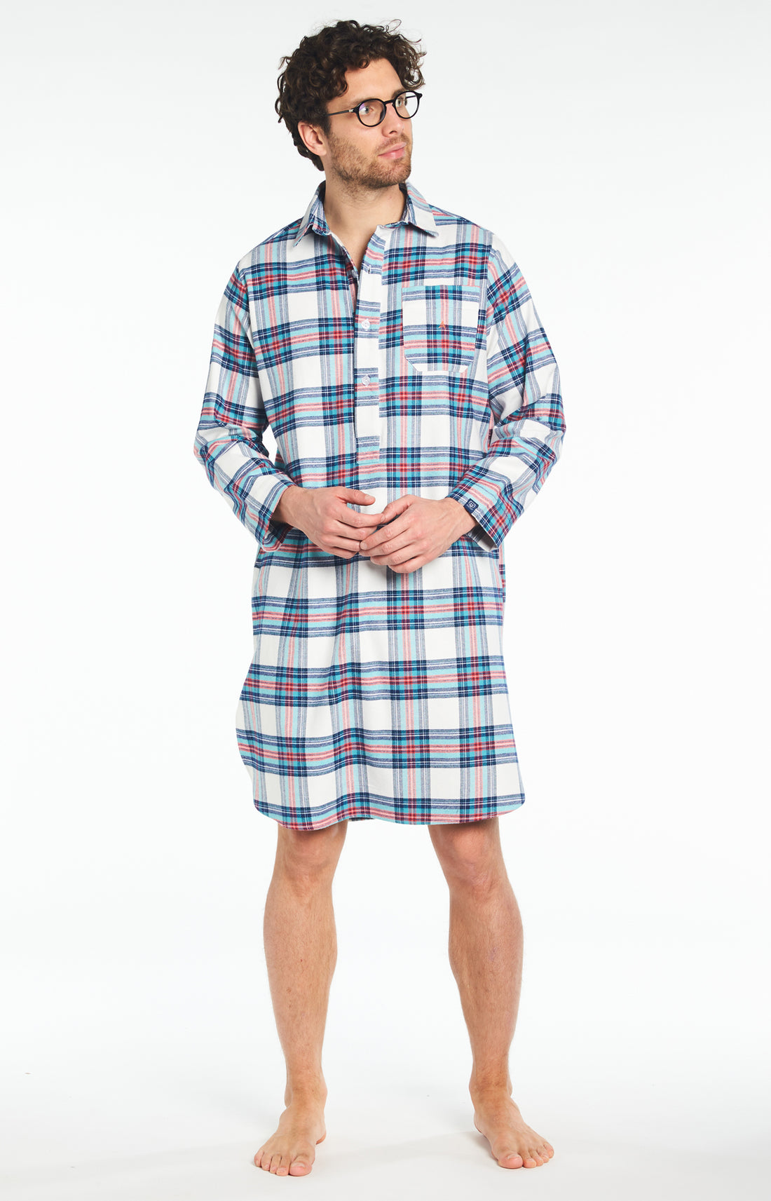 Chemise de nuit Grand-Père Homme Logan Blanc et Ivoire 1