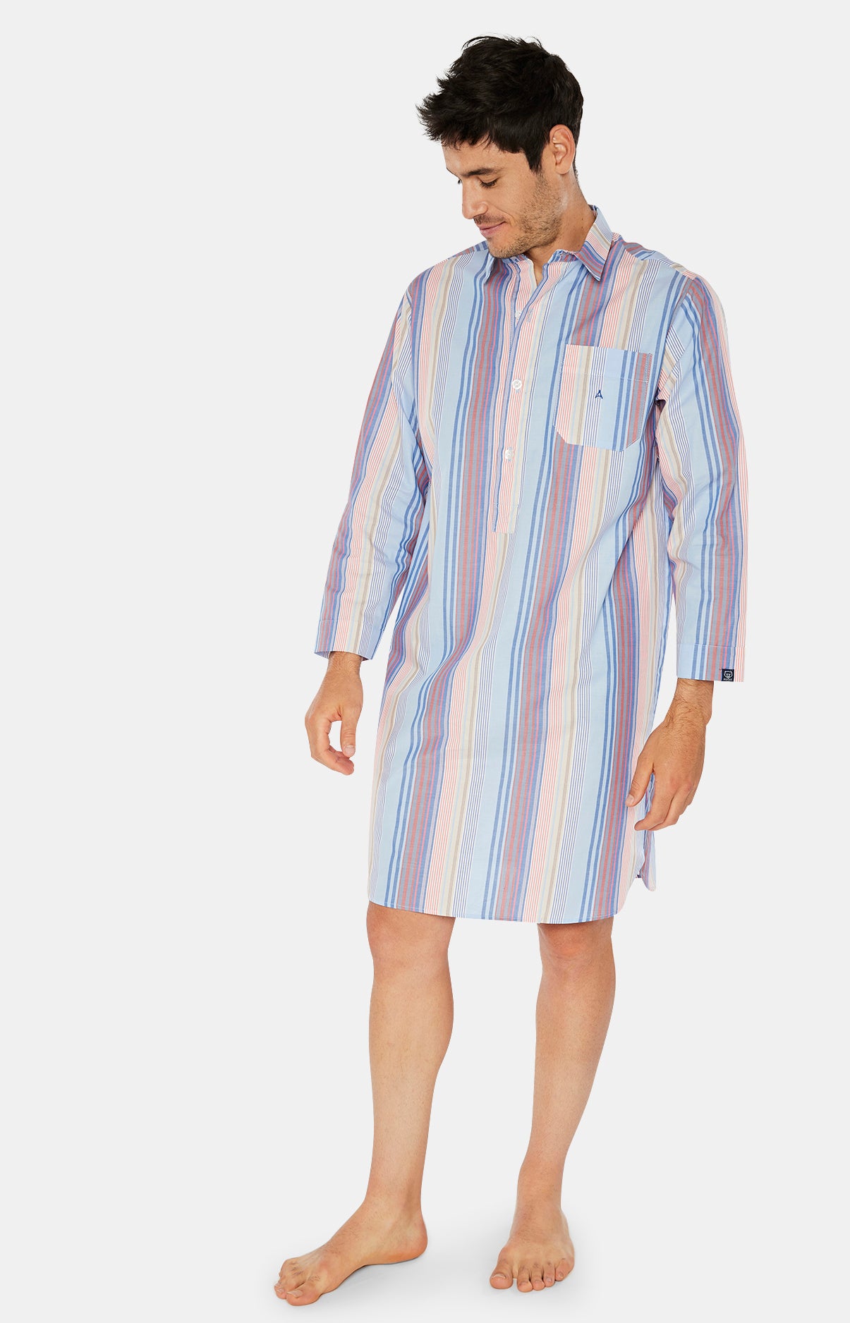 Chemise de nuit Grand-Père Homme Rayure Tampa Bleu 2