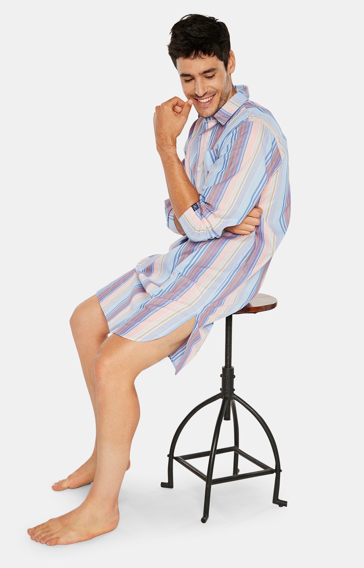 Chemise de nuit Grand-Père Homme Rayure Tampa Bleu 1