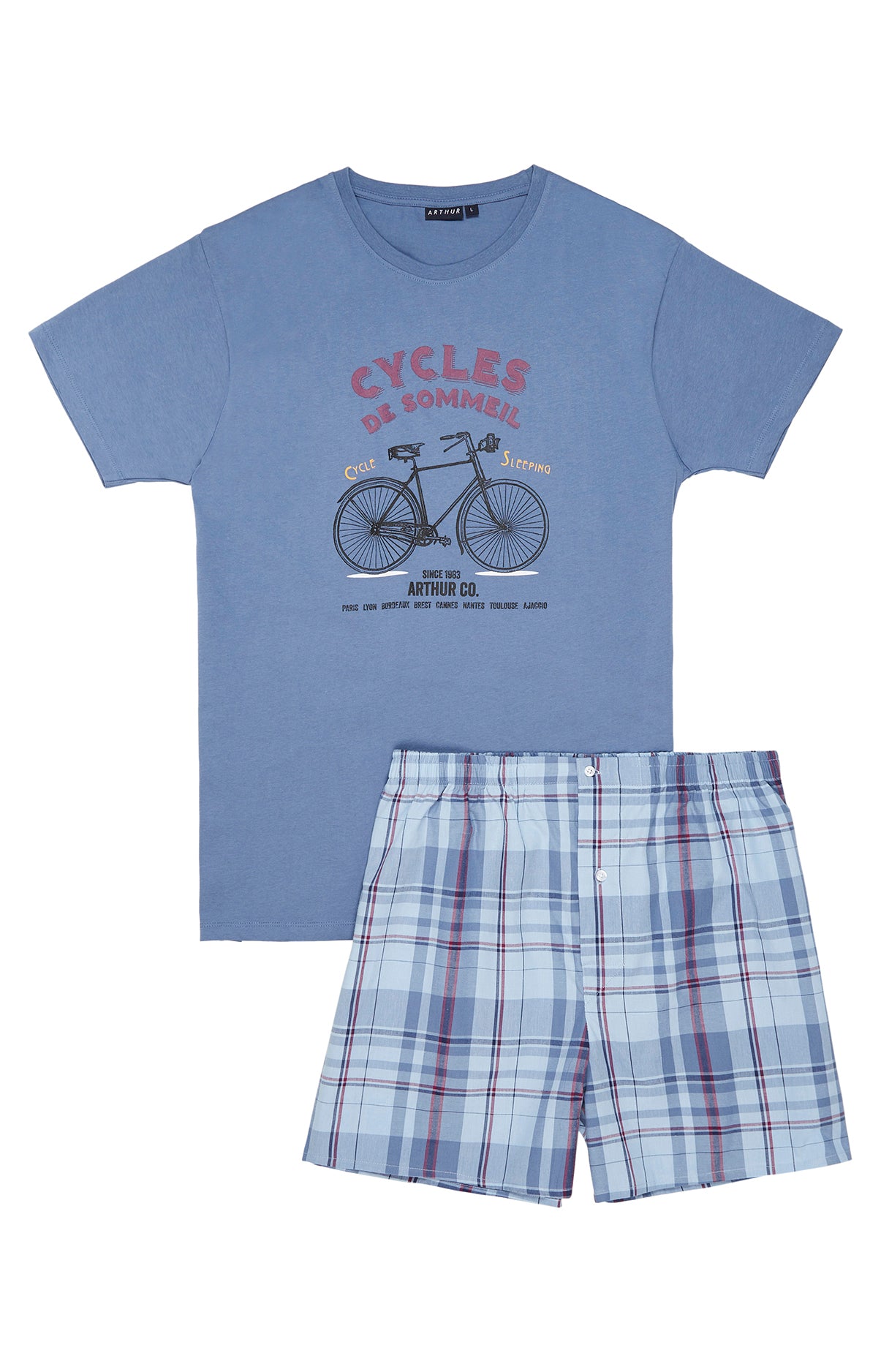 Pyjama court Pyjaméricain Homme Cycles de sommeil Bleu 3