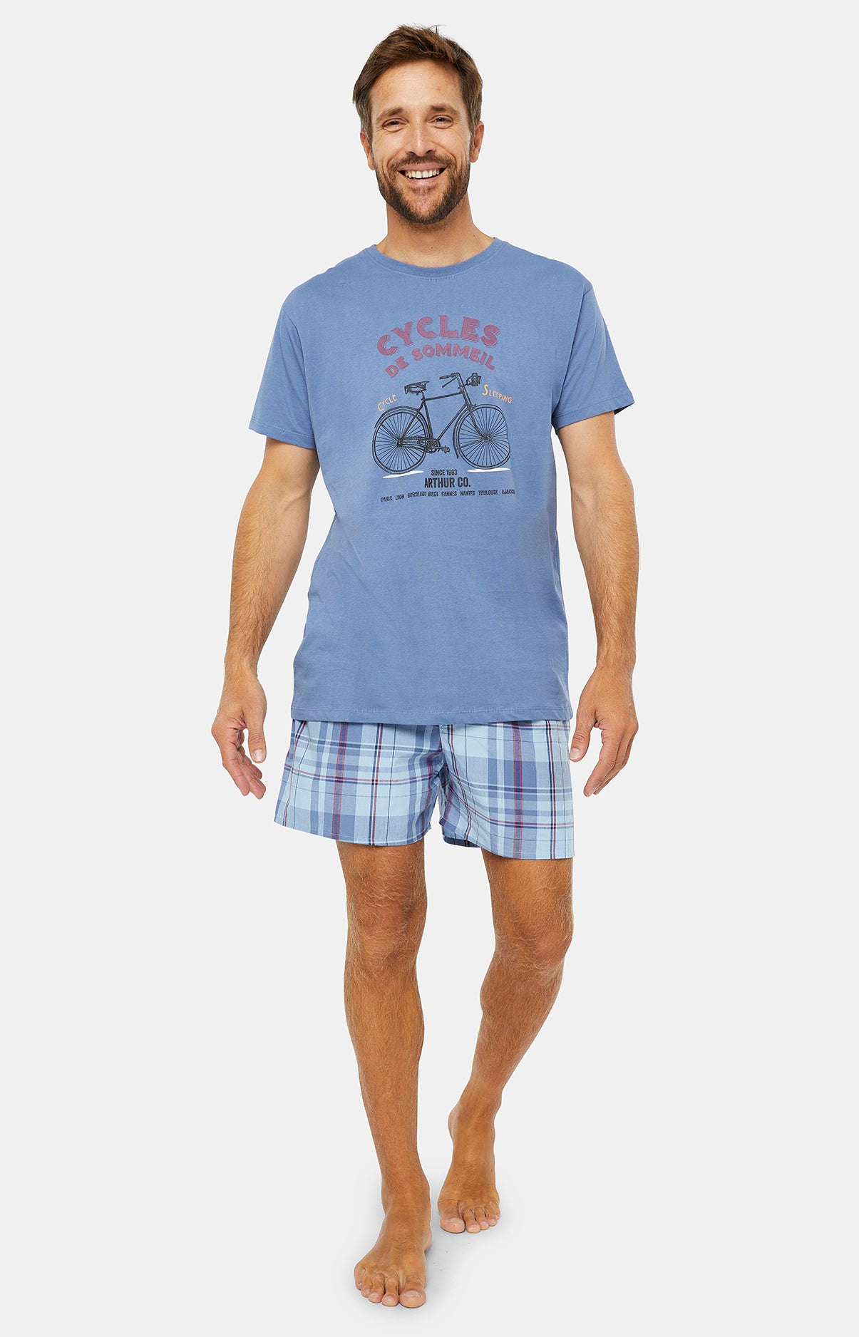 Pyjama court Pyjaméricain Homme Cycles de sommeil Bleu 1