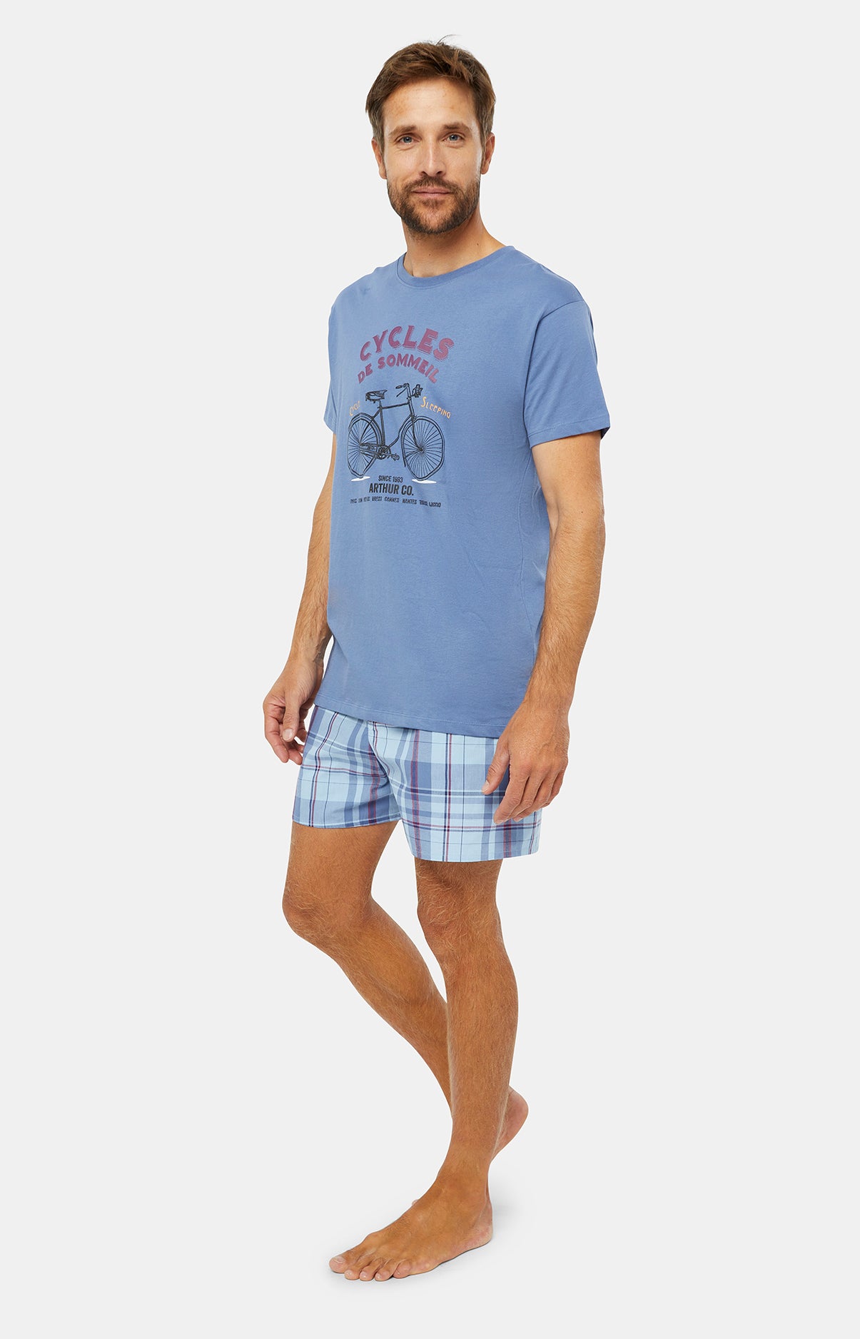 Pyjama court Pyjaméricain Homme Cycles de sommeil Bleu 2