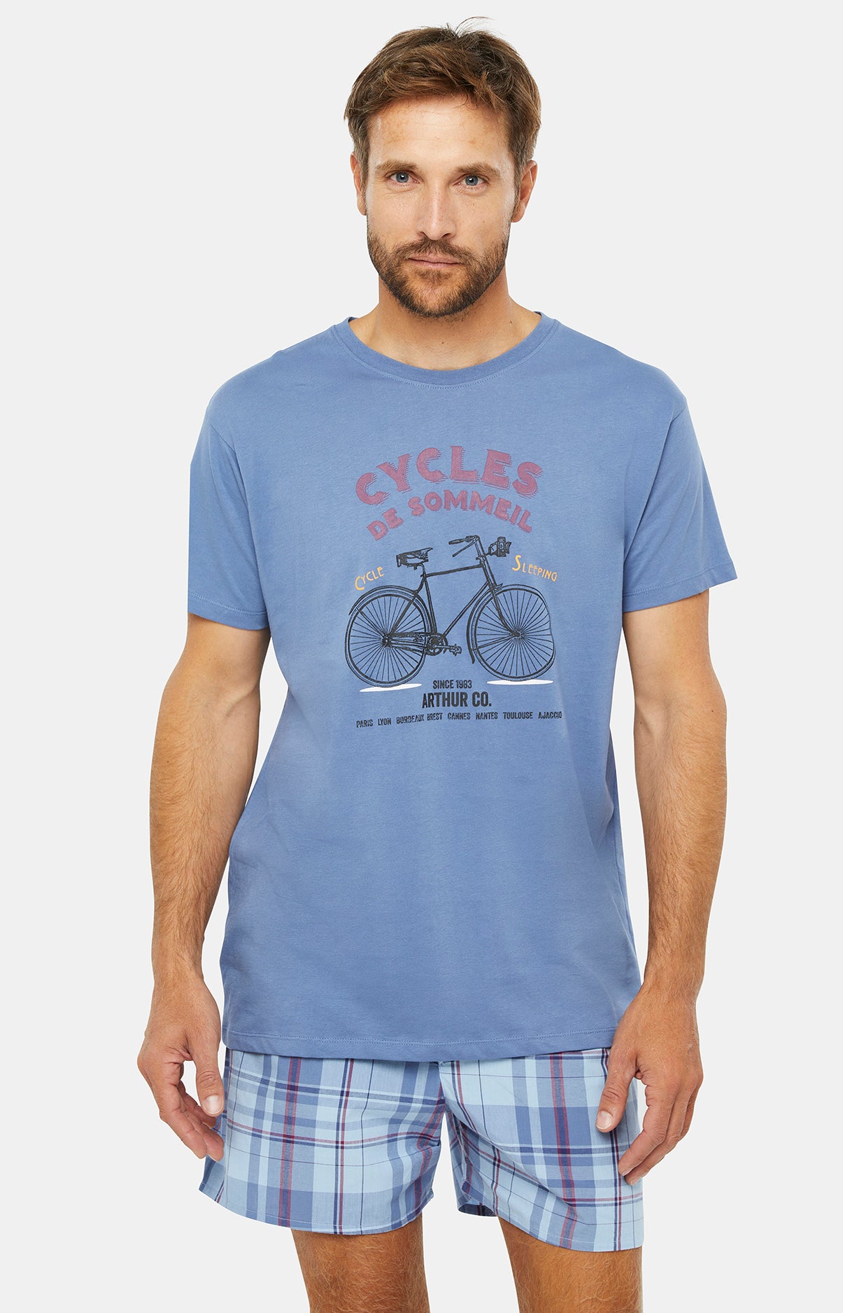 Pyjama court Pyjaméricain Homme Cycles de sommeil Bleu 5