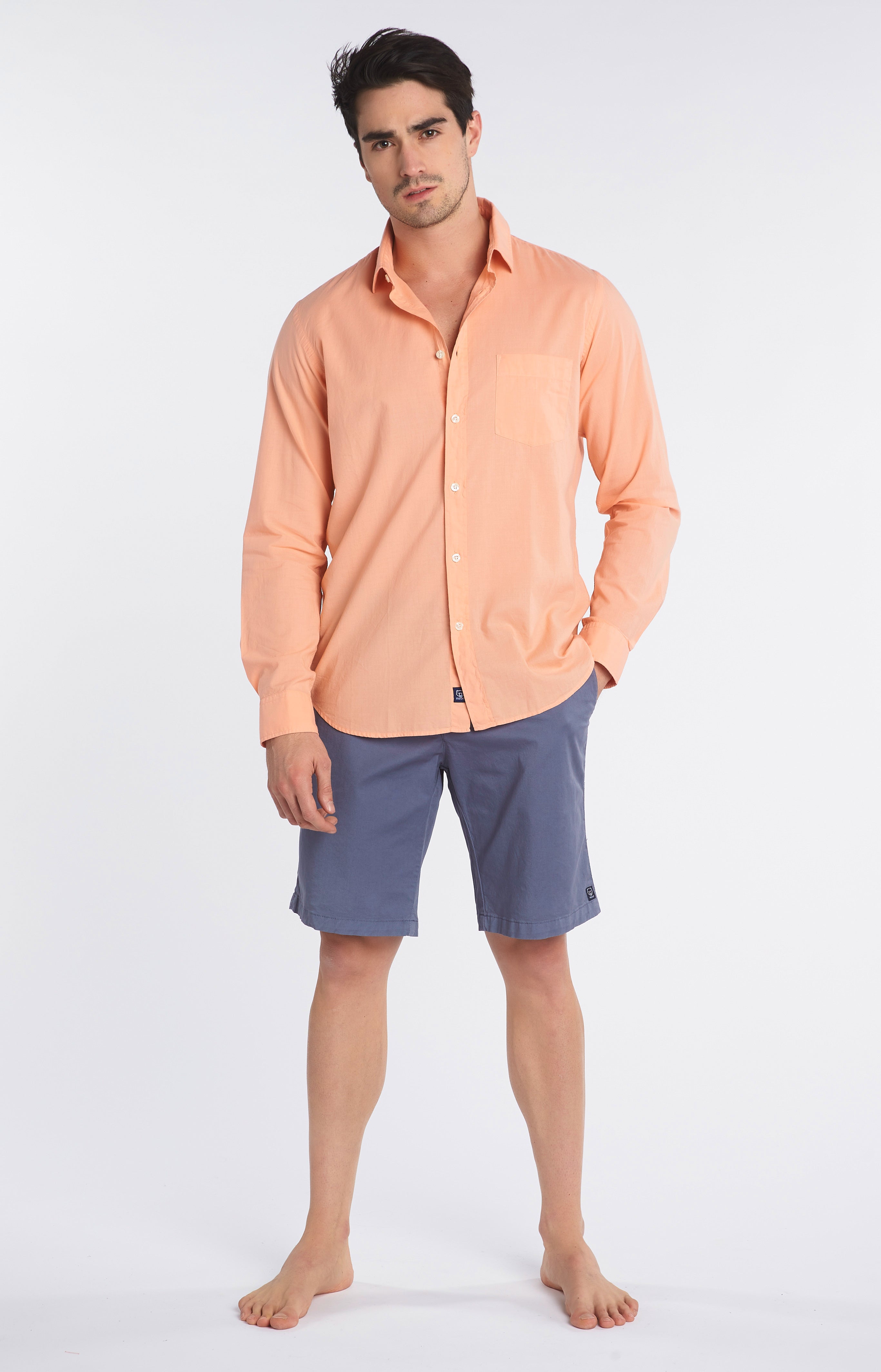 Chemise unie Homme Melon Orange 2