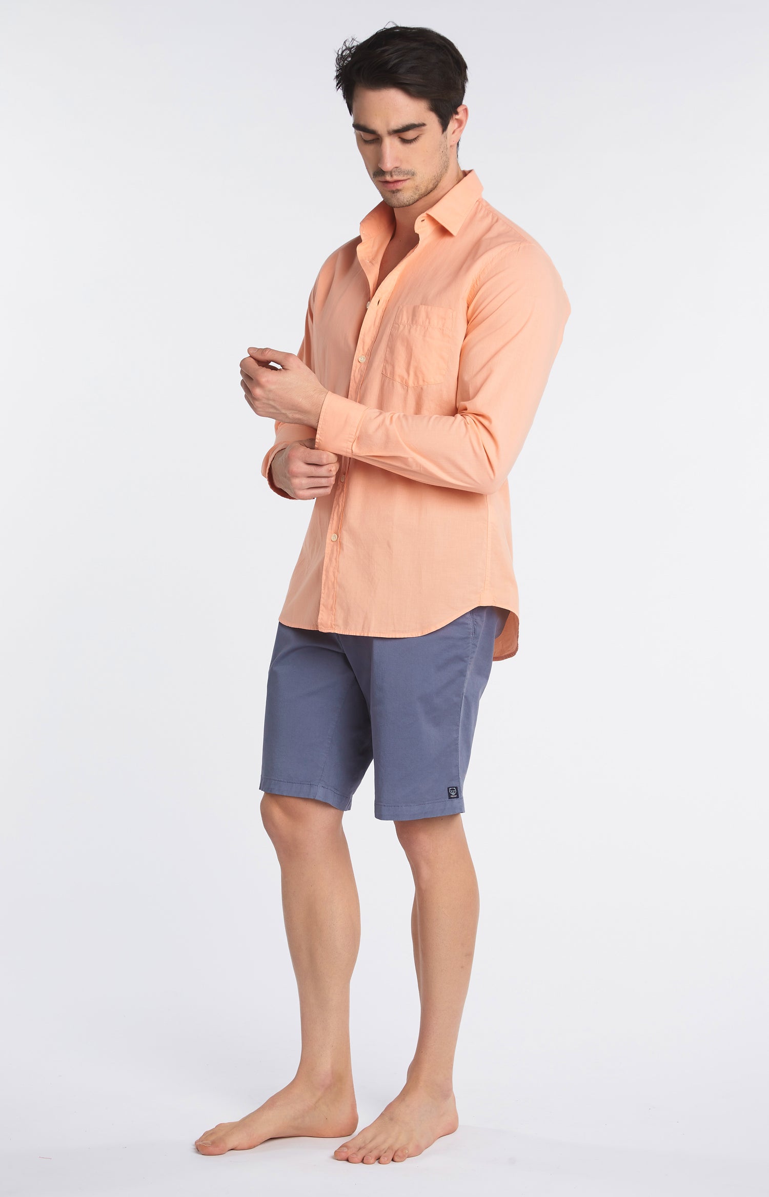 Chemise unie Homme Melon Orange 5