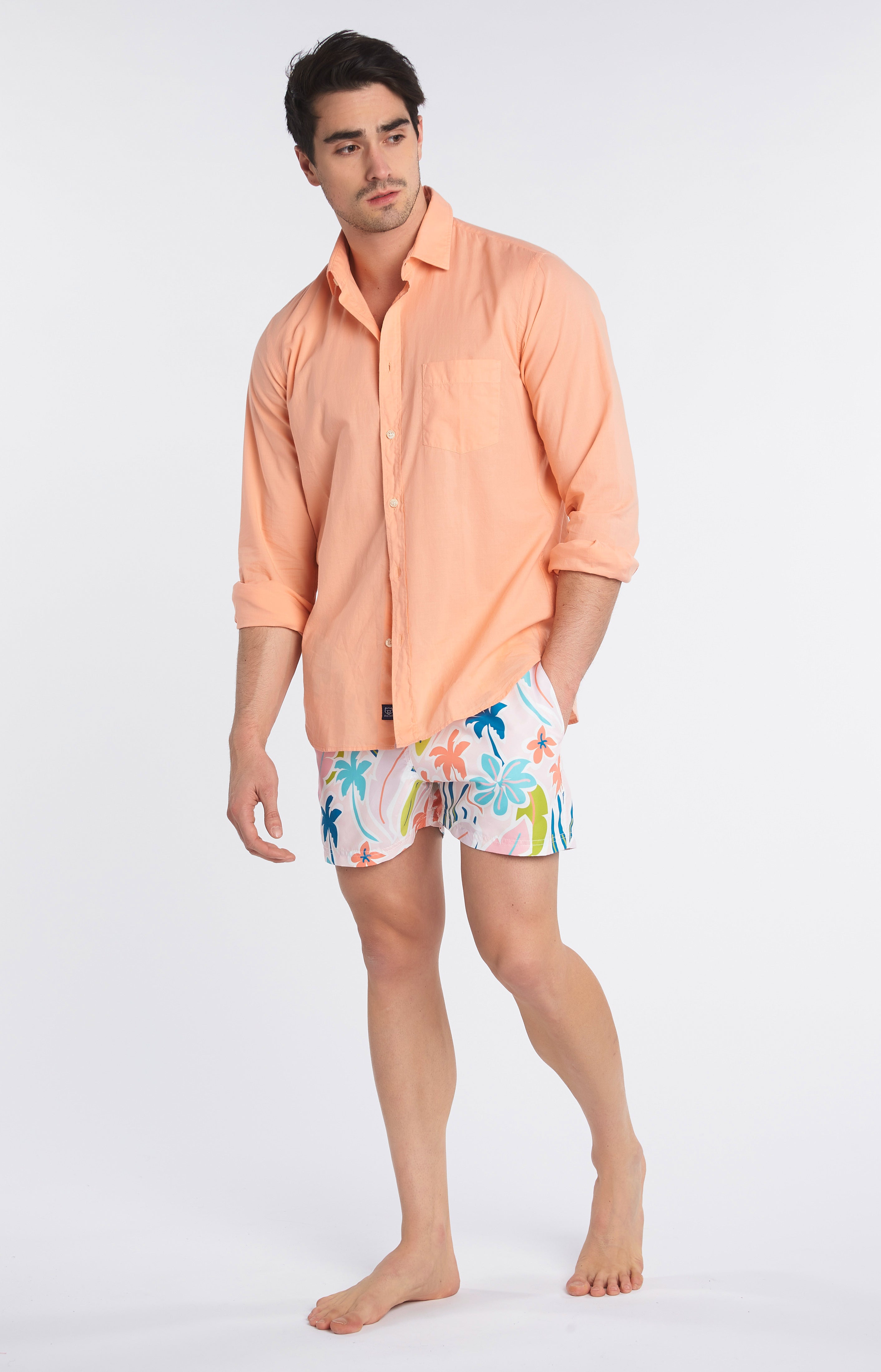 Chemise unie Homme Melon Orange 4