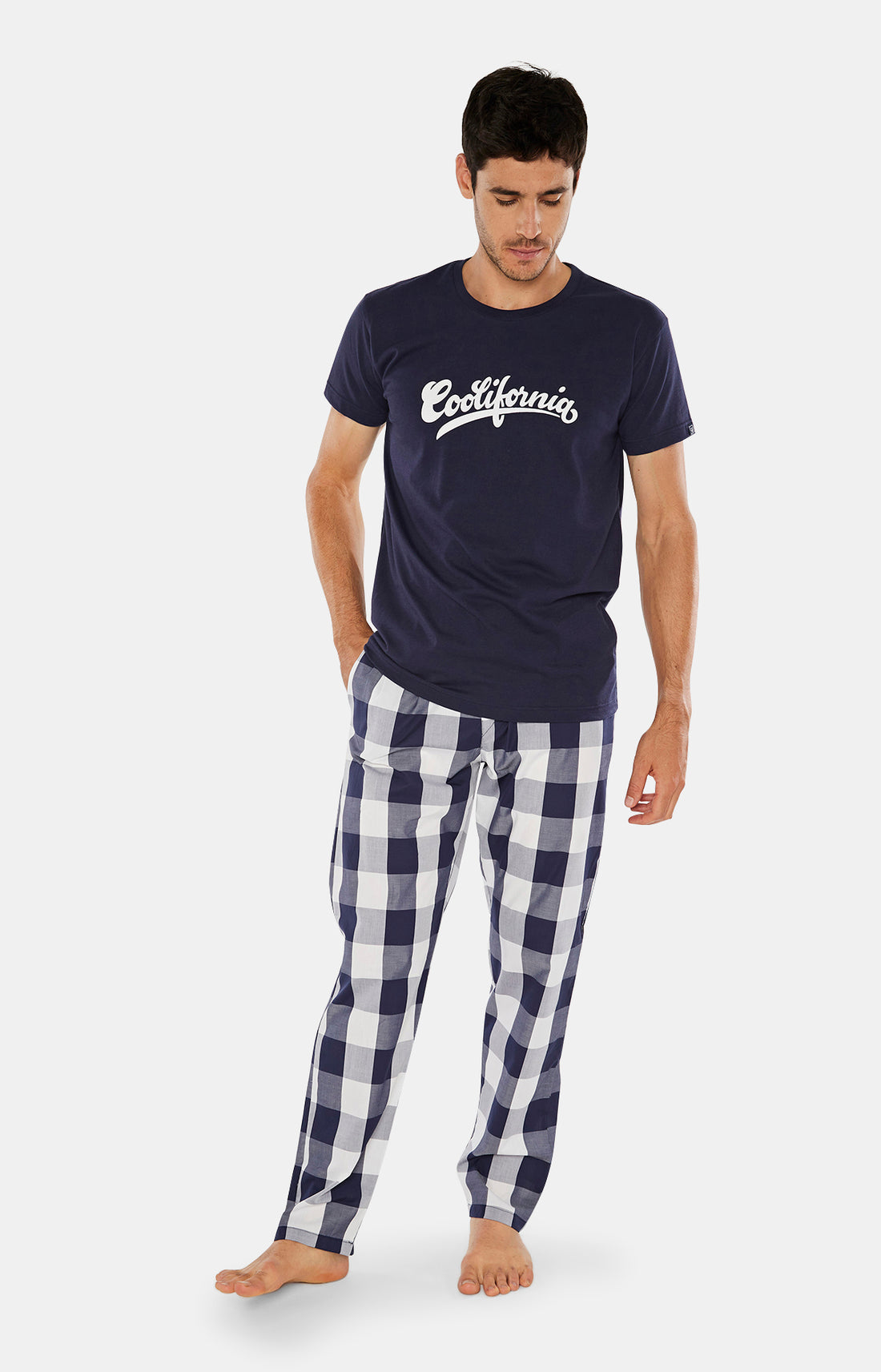 Pyjama long Homme à carreaux Big Vichy Marine 1