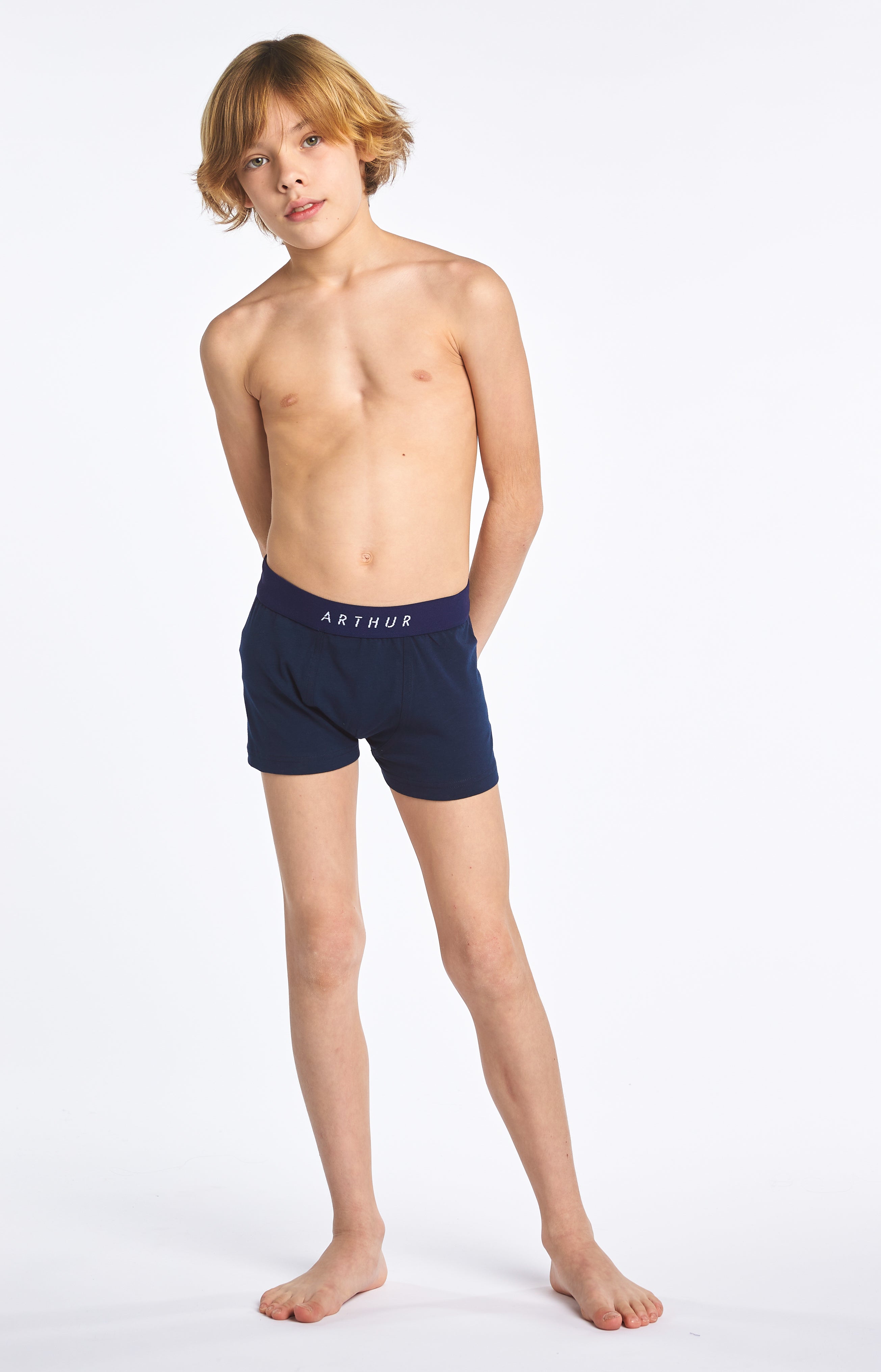 Boxer Enfant uni Marine 1