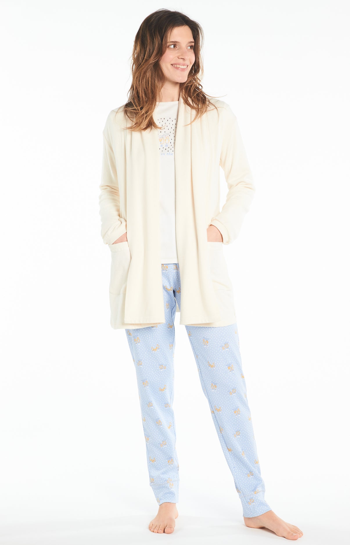 Peignoir Uni Femme Blanc et Ivoire 4