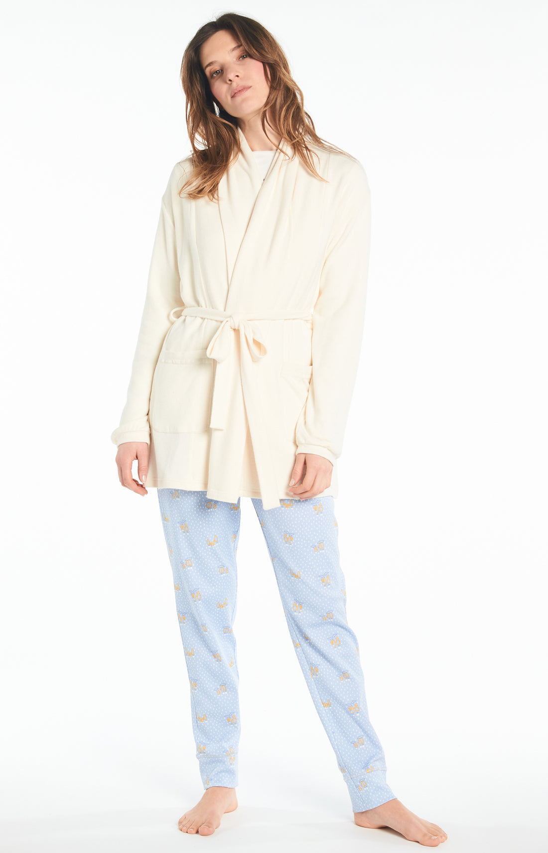 Peignoir Uni Femme Blanc et Ivoire 2